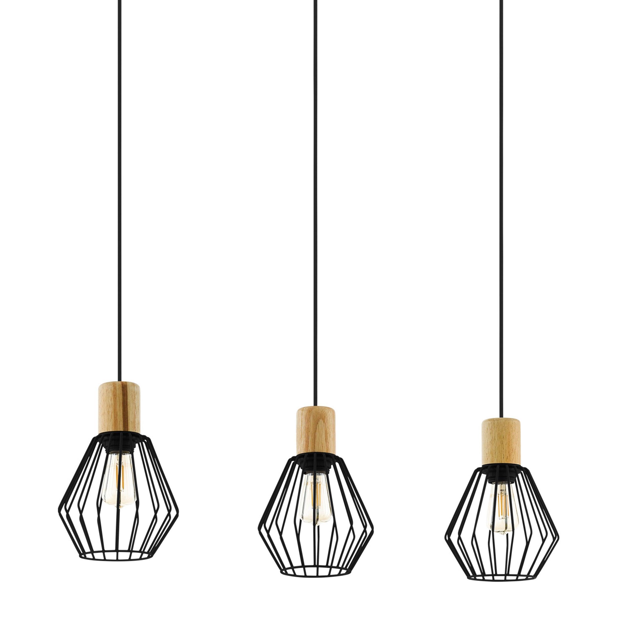 eglo palmorla 3 light ceiling pendant black wire shades Kitchen Lighting Close Up