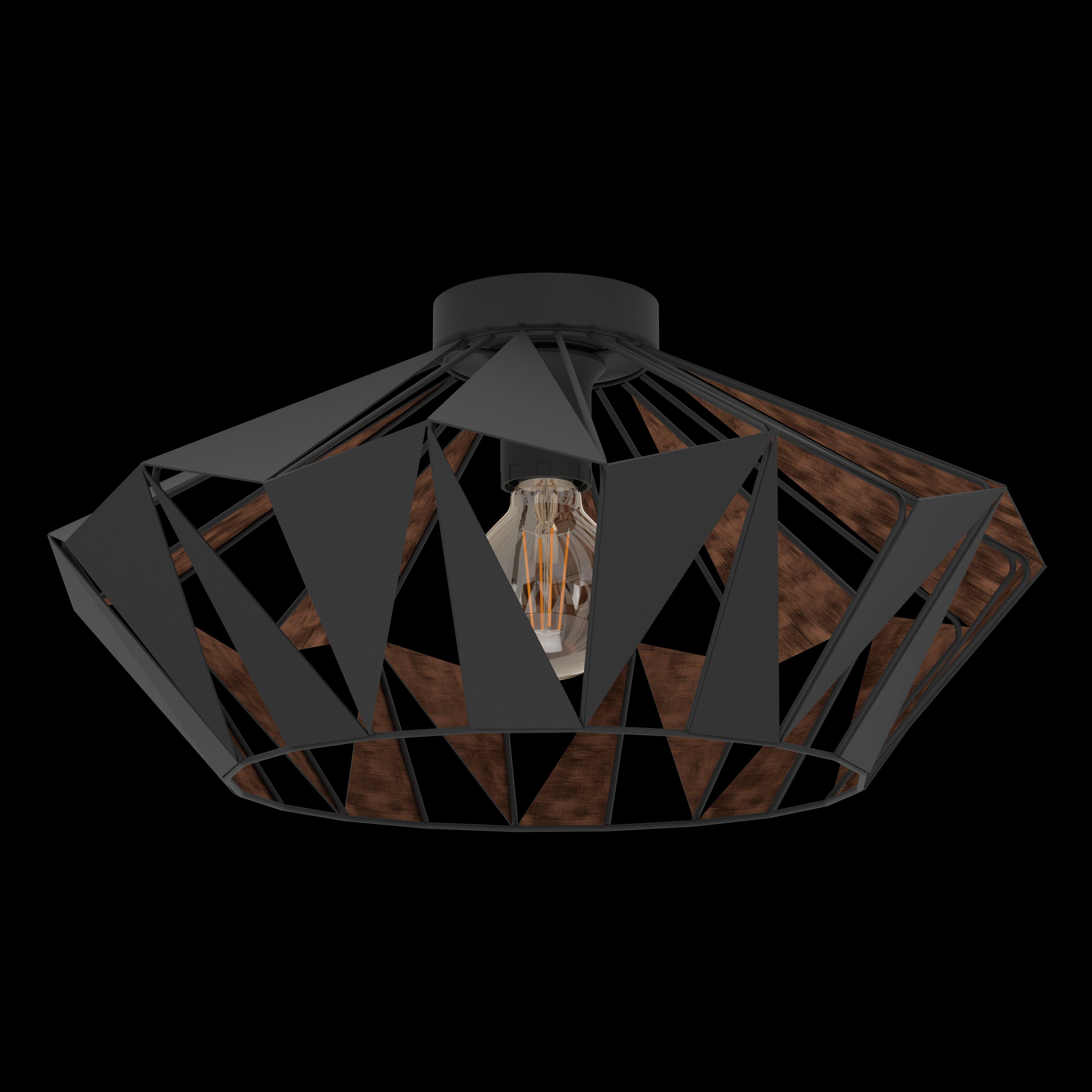 eglo carlton 6 flush black copper metal ceiling light living room close up
