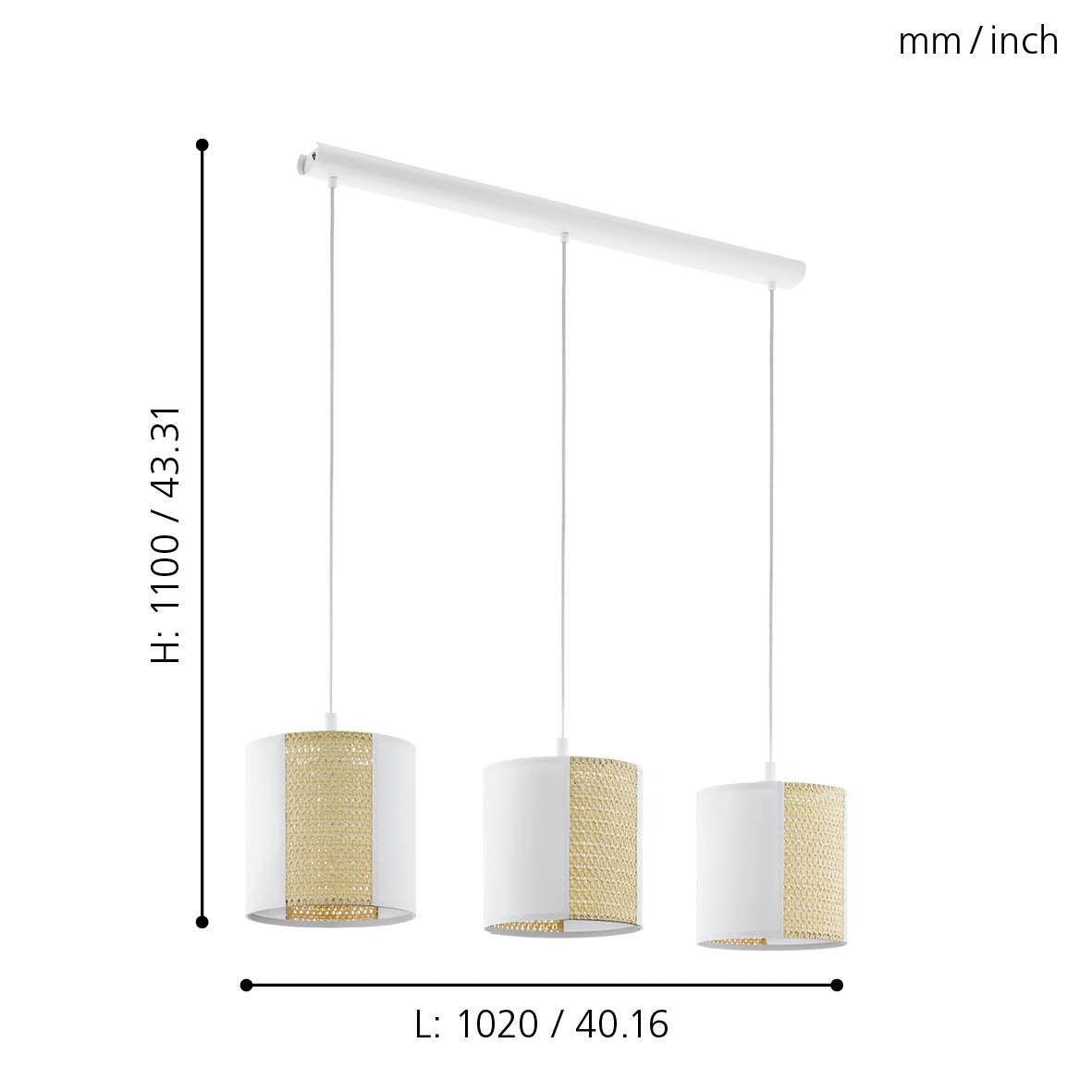 eglo arnhem 3 light kraft paper seagrass ceiling pendant living room close up