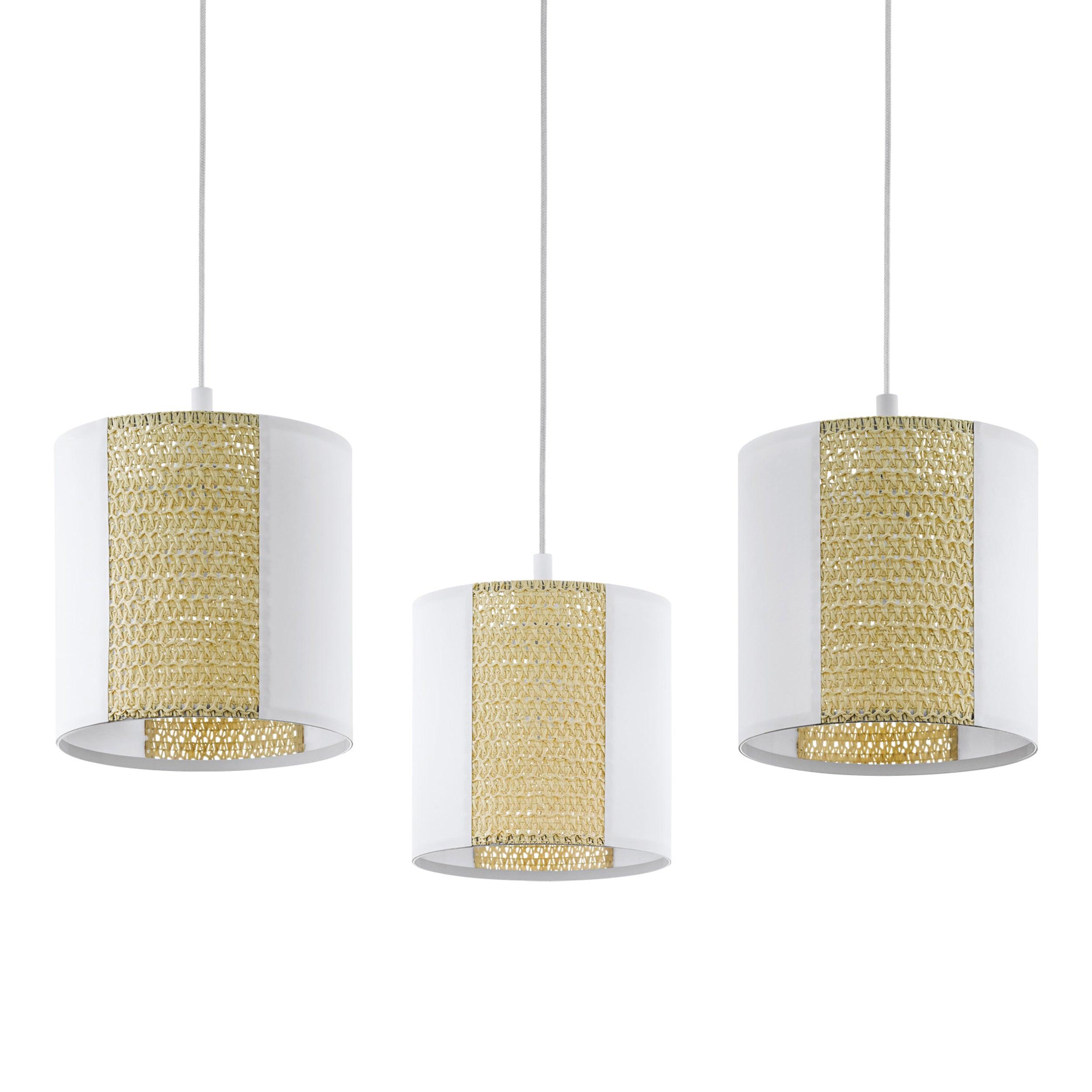 eglo arnhem 3 light adjustable kraft paper seagrass ceiling pendant Kitchen Lighting Close Up