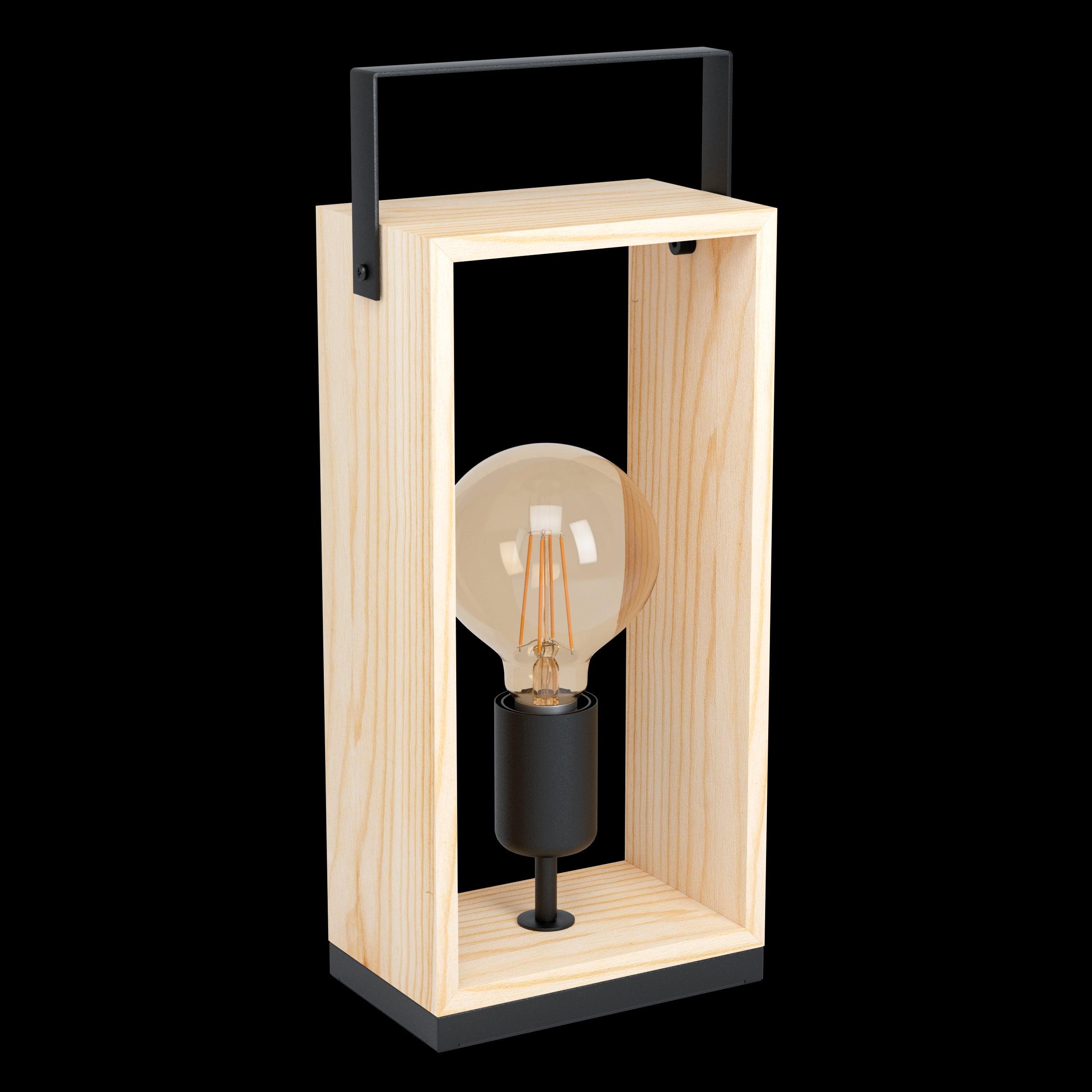 eglo famborough natural square wooden table lamp living room image