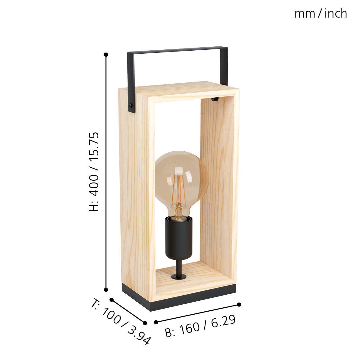 eglo famborough natural square wooden table lamp living room close up