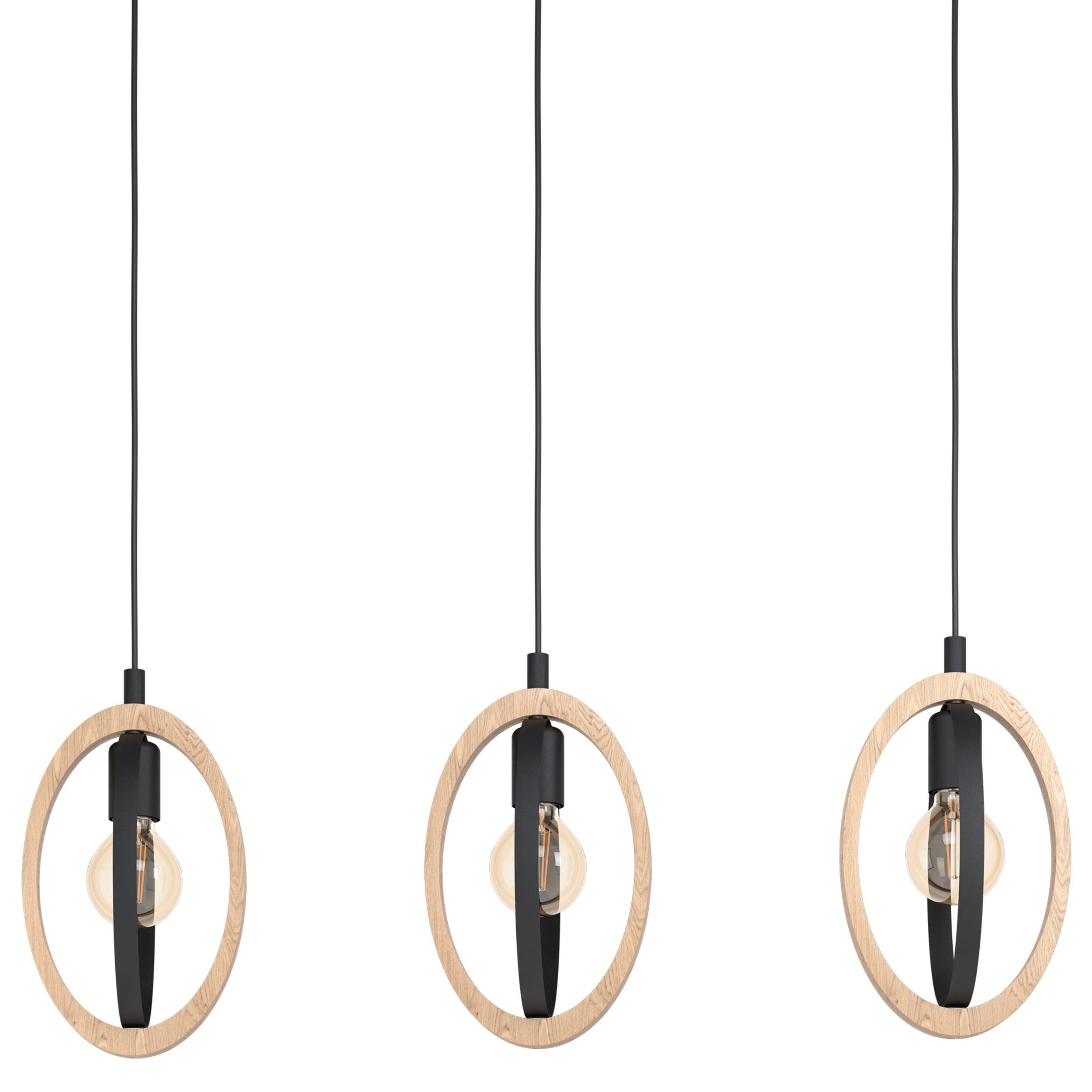 eglo basildon 3 light wood black oval bar ceiling pendant kitchen lighting 