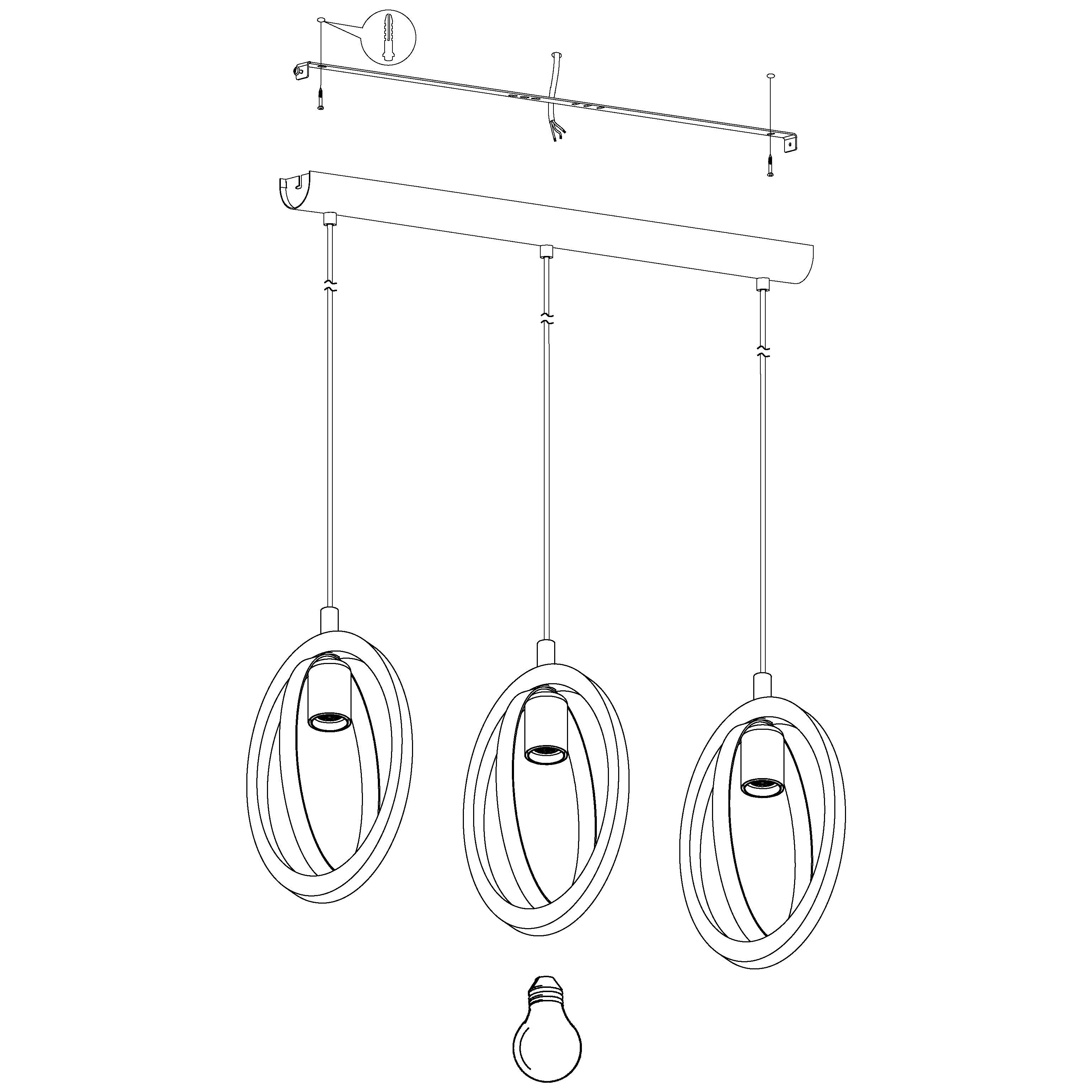 eglo basildon 3 light wood black oval bar ceiling pendant hallway lighting 