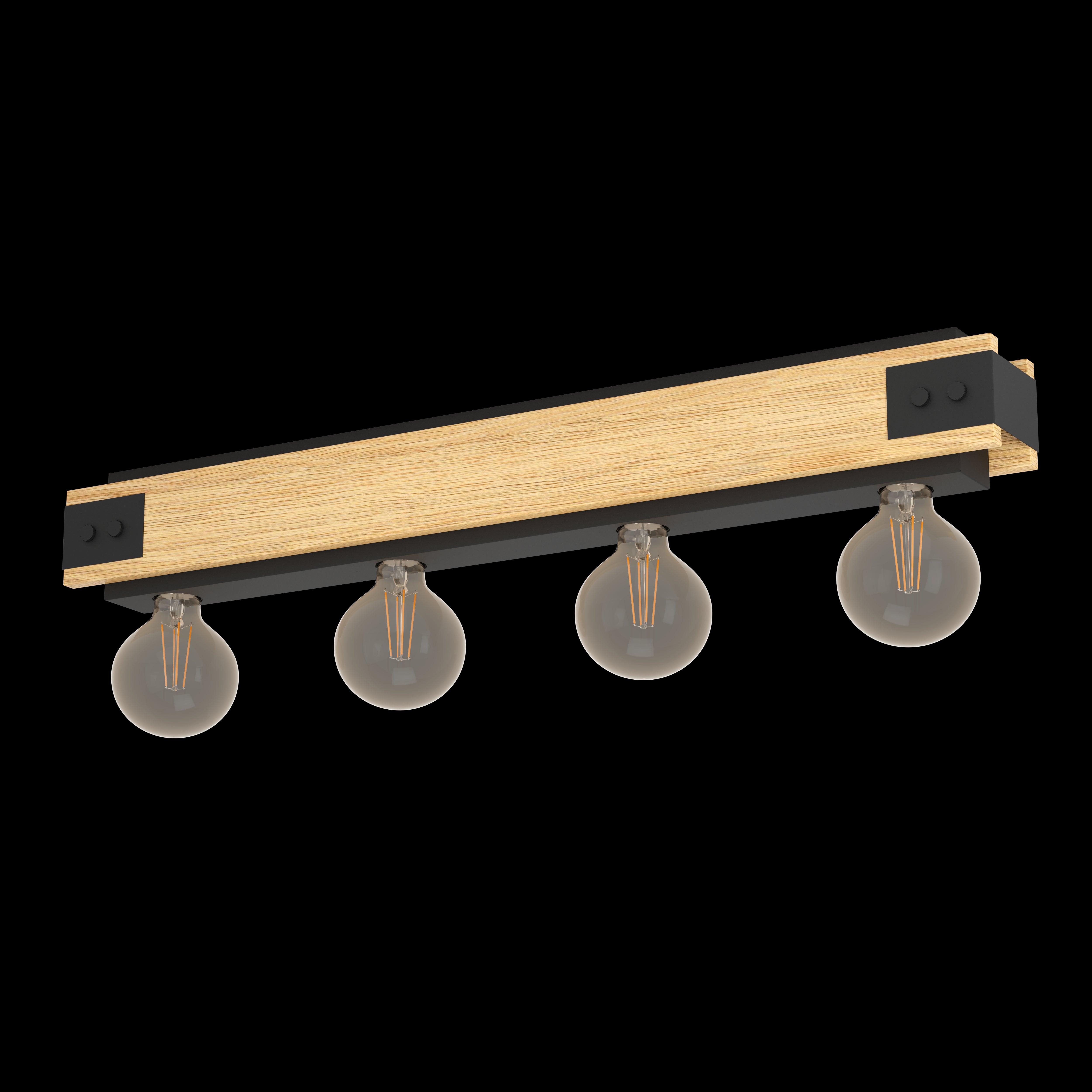 eglo layham flush 4 light wooden bar ceiling light living room image