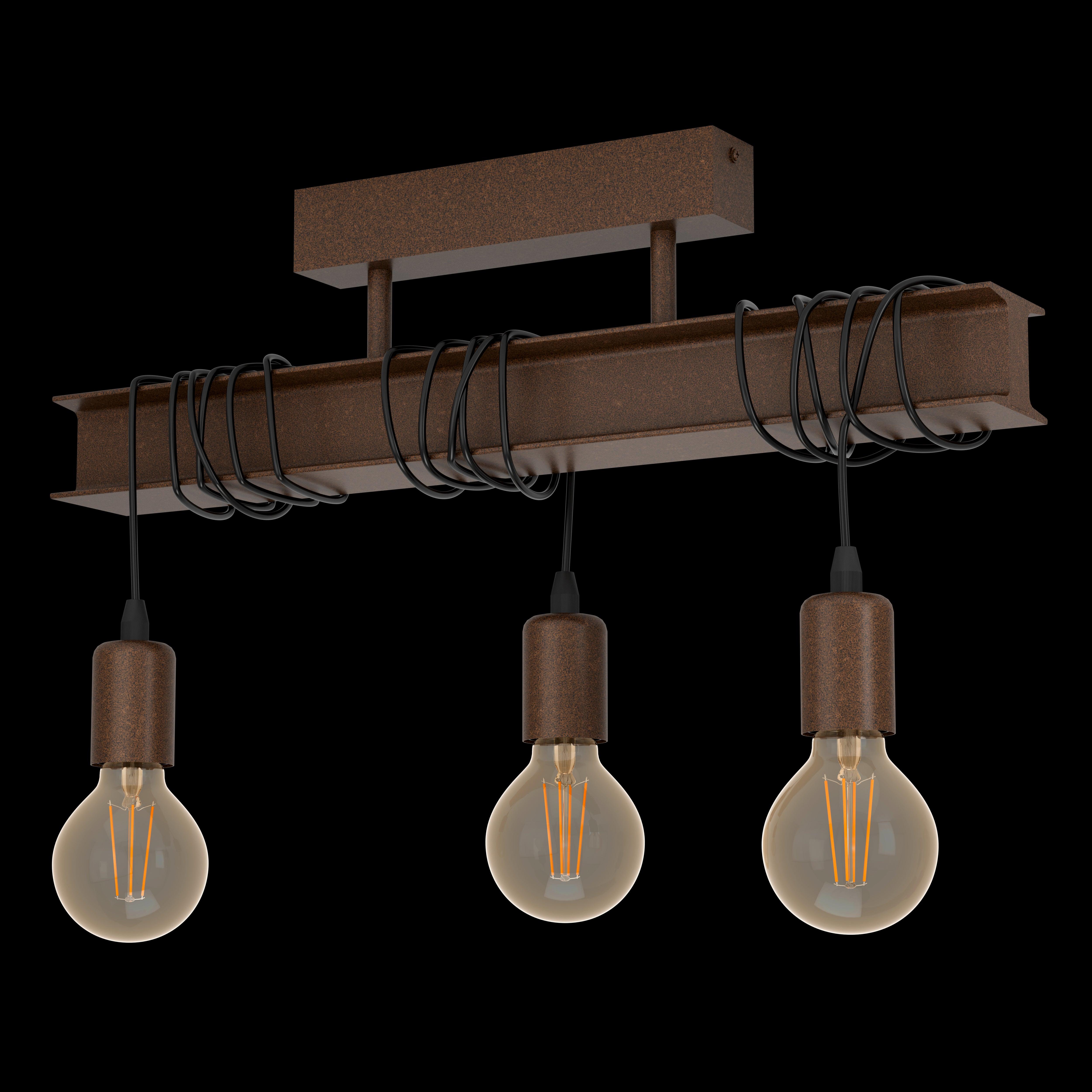 eglo townshend 4 brown metal 3 light adjustable bar pendant living room image