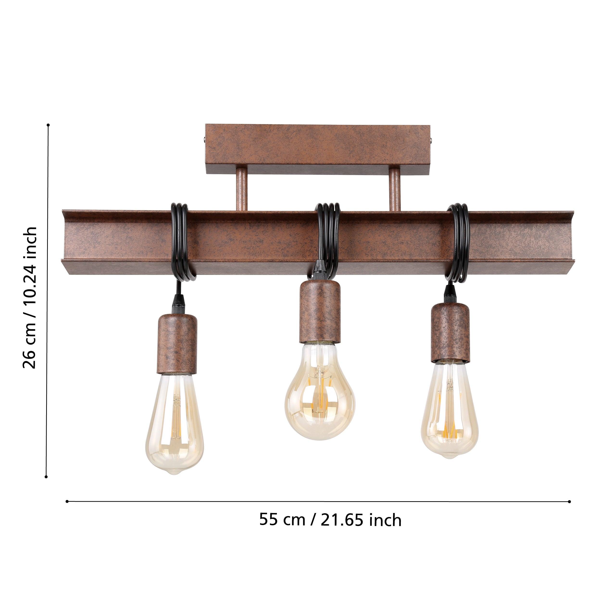 eglo townshend 4 brown metal 3 light adjustable bar pendant kitchen lighting 