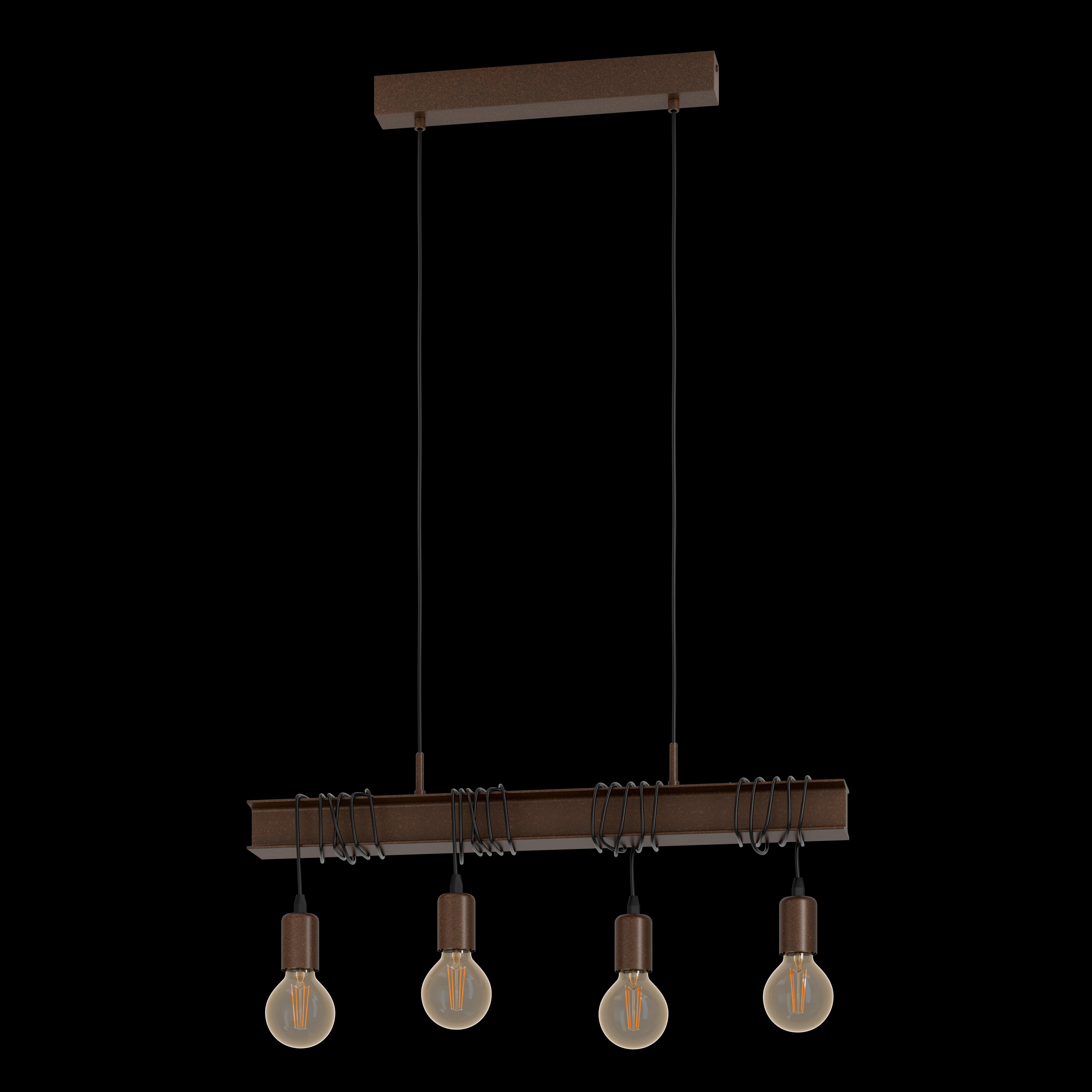 eglo townshend 4 4 light brown letal bar ceiling pendant living room close up