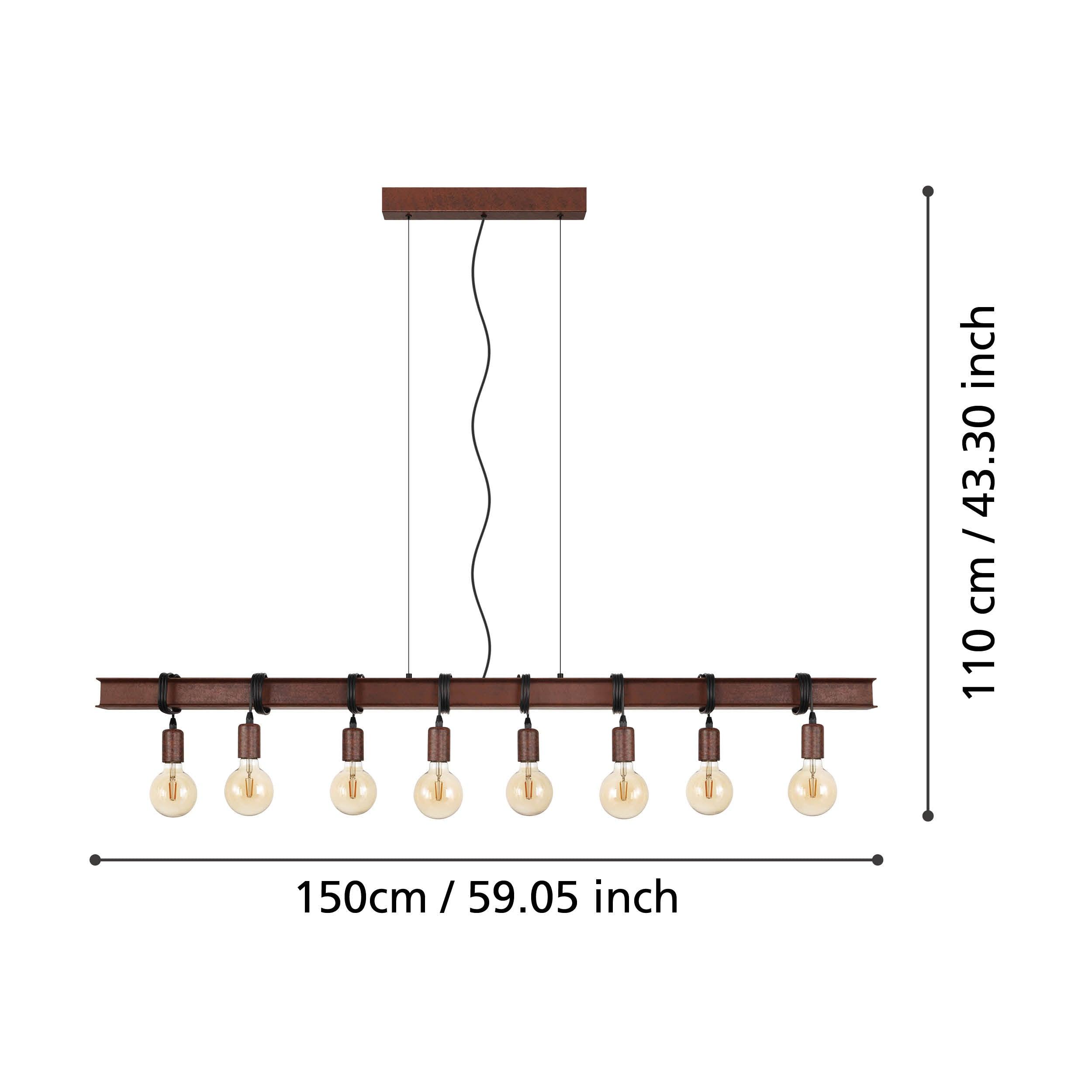 eglo townshend 4 8 light brown letal bar ceiling pendant kitchen lighting 