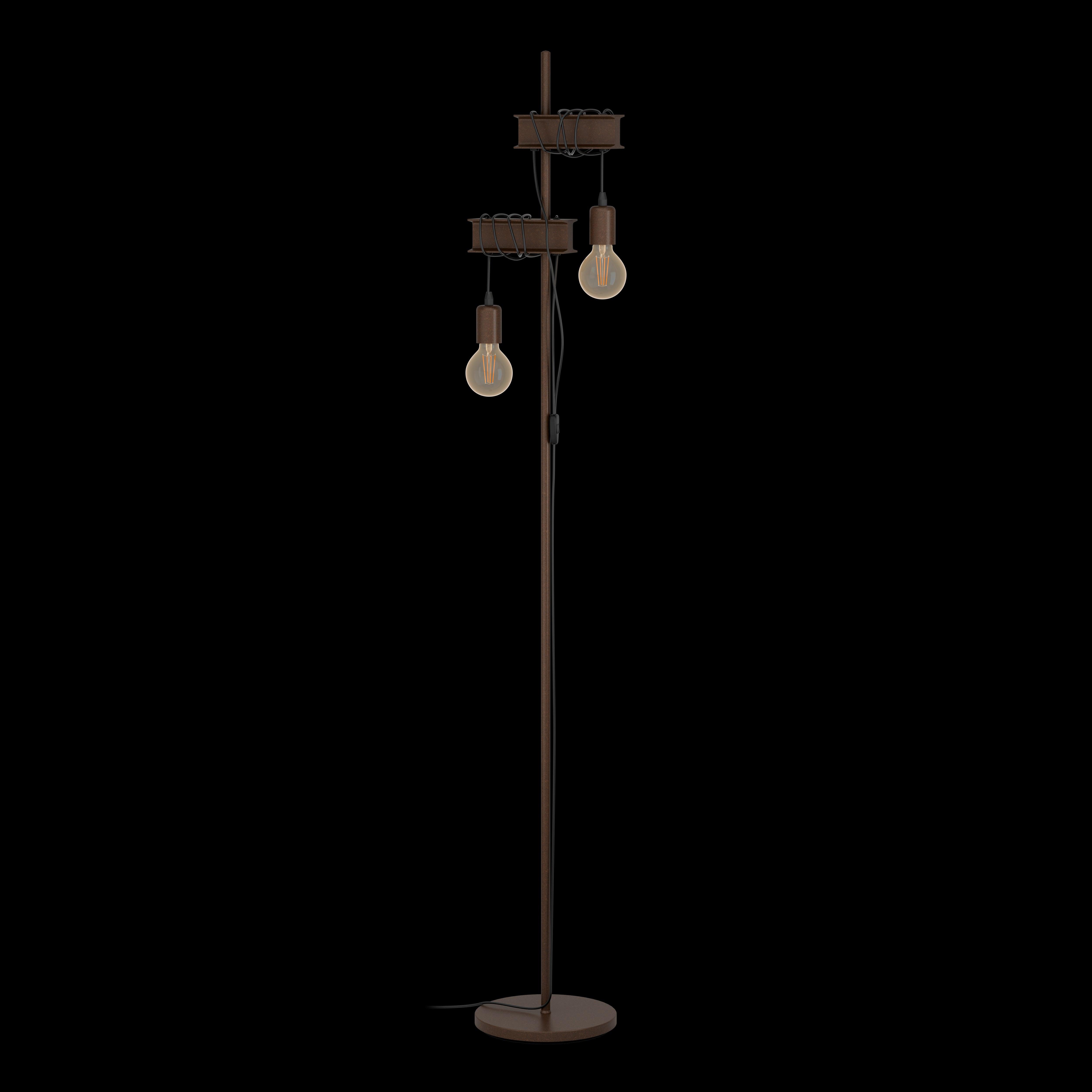 eglo townshend 4 2 light brown metal industrial floor lamp living room close up