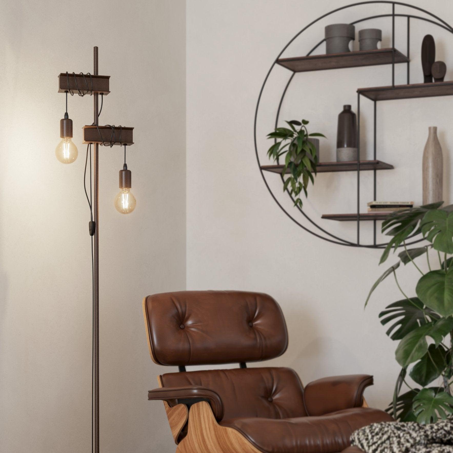 eglo townshend 4 2 light brown metal industrial floor lamp