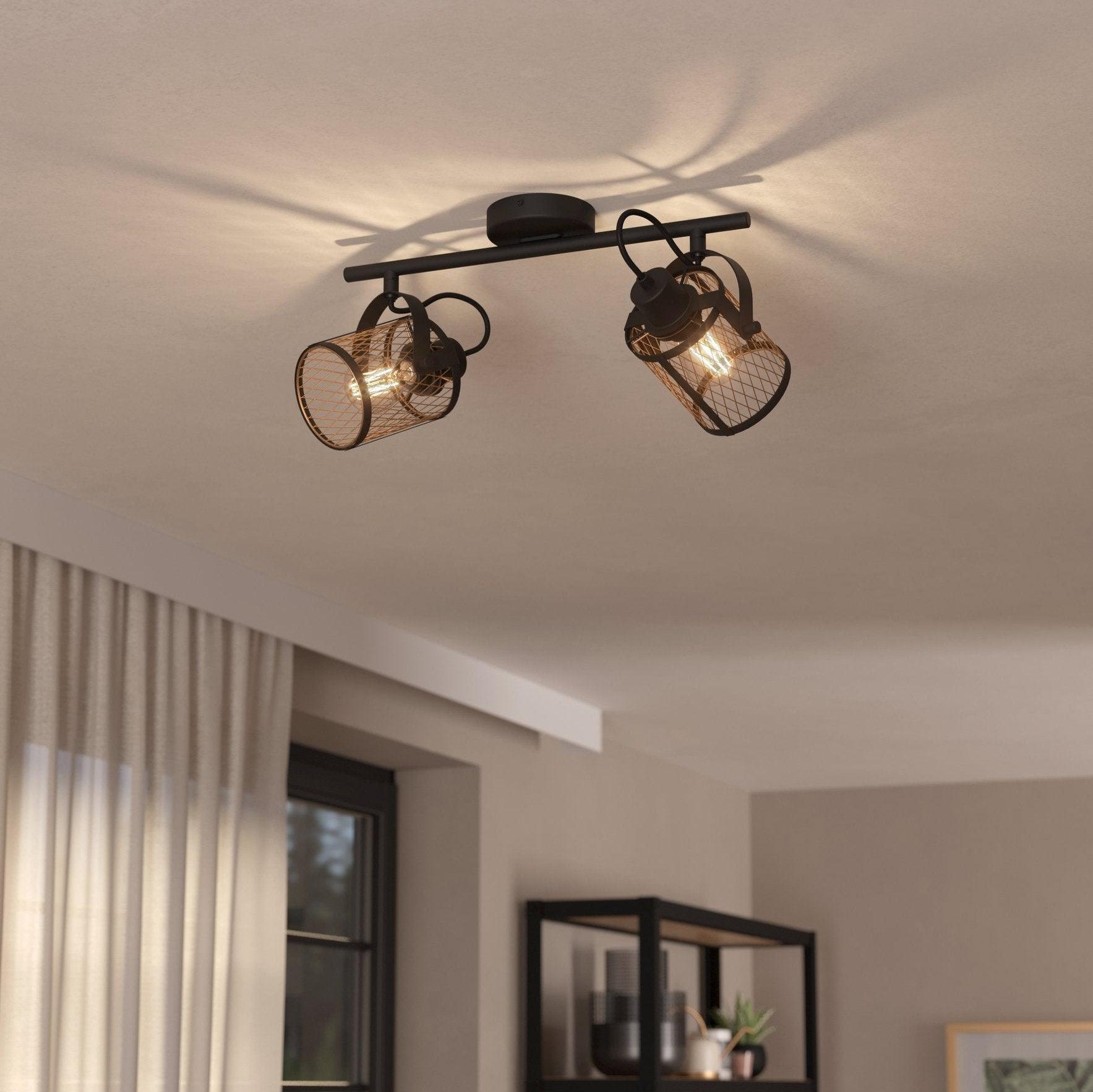 eglo dellow brass mesh black 2 light bar spotlight