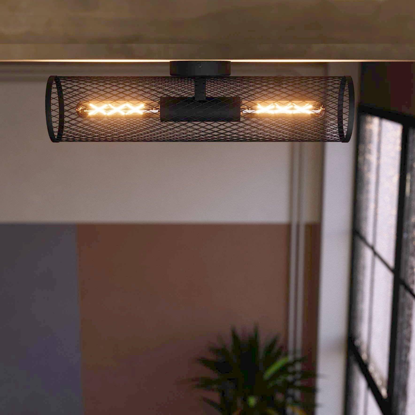 eglo redcliffe black 2 light mesh flush