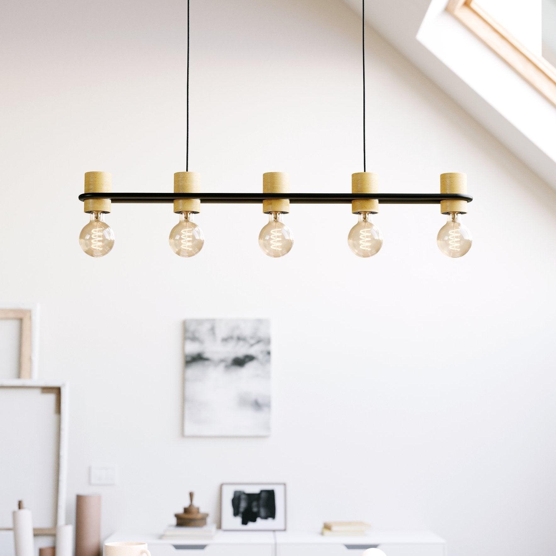 eglo chieveley black metal 5 light ceiling pendant living room close up