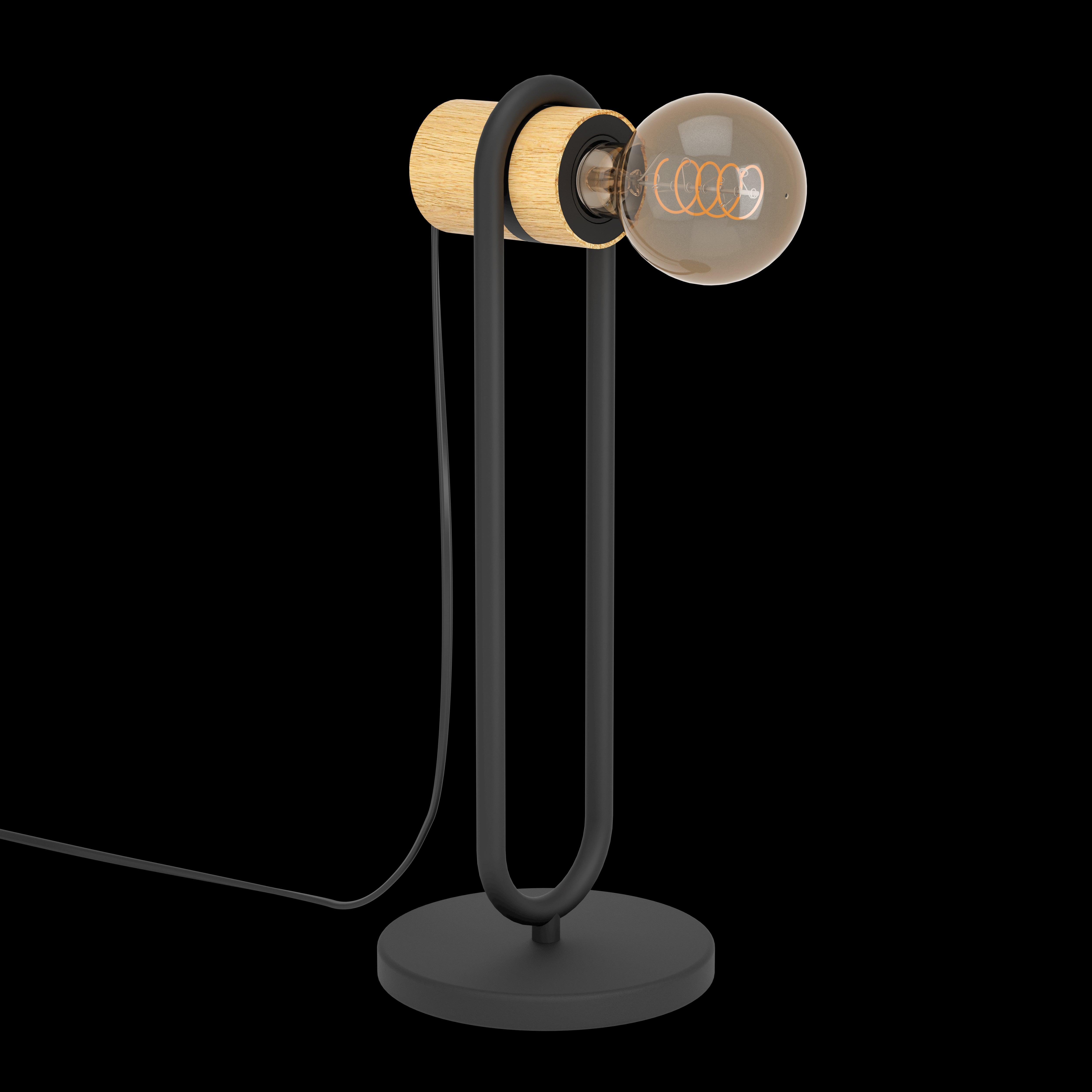 eglo chieveley black metal wood table lamp living room image