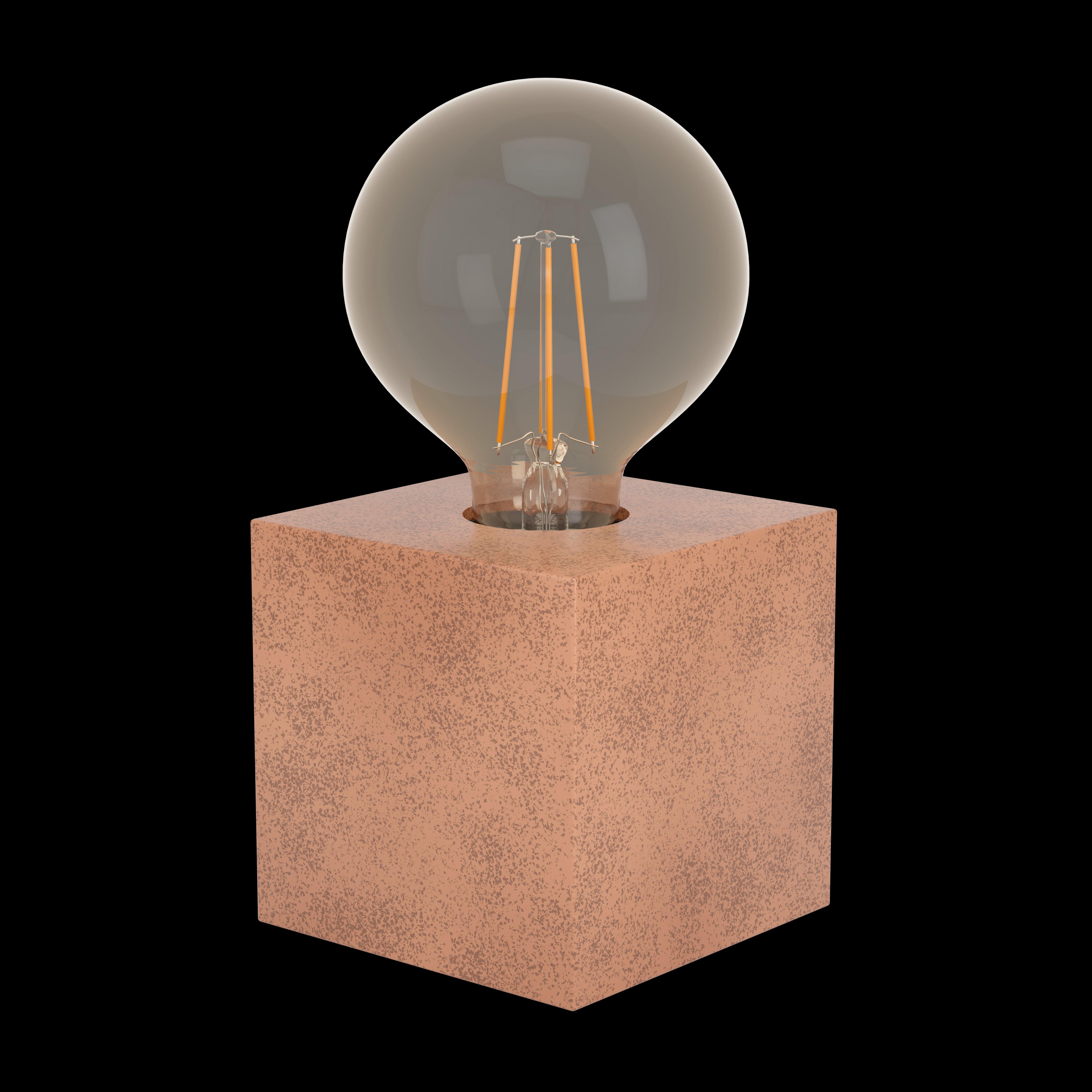 eglo prestwick 1 rust brown metal cube table lamp living room close up