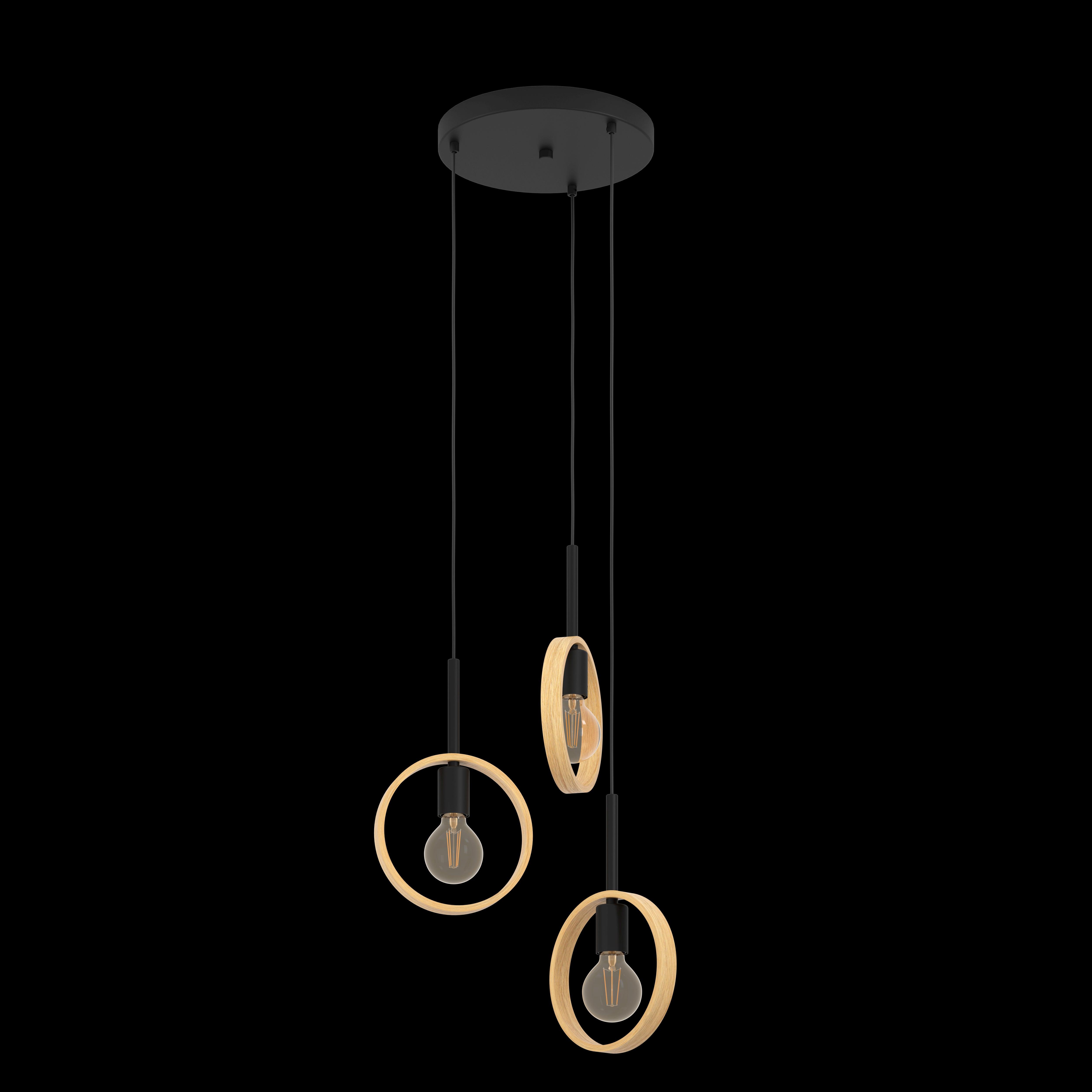 eglo ipsden 3 light hoop black ceiling pendant living room image
