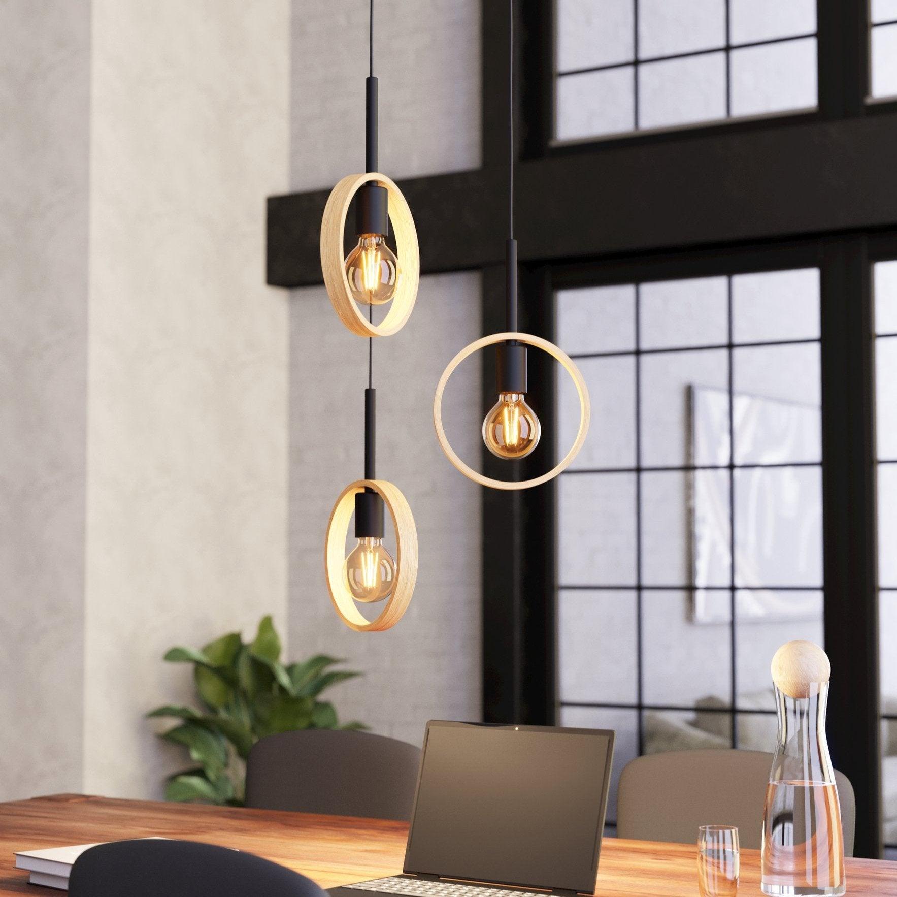 eglo ipsden 3 light hoop black ceiling pendant