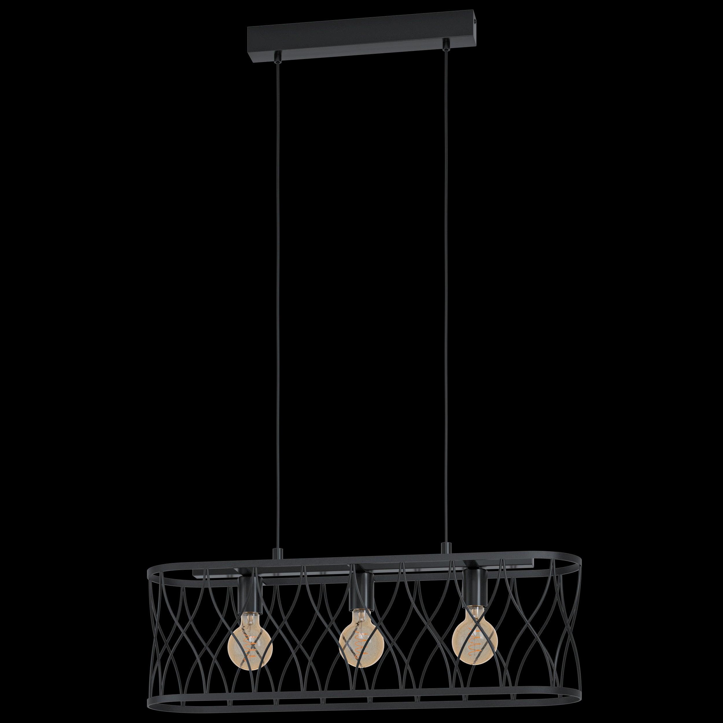 eglo giltspur 3 light black wire latticework ceiling pendant living room image