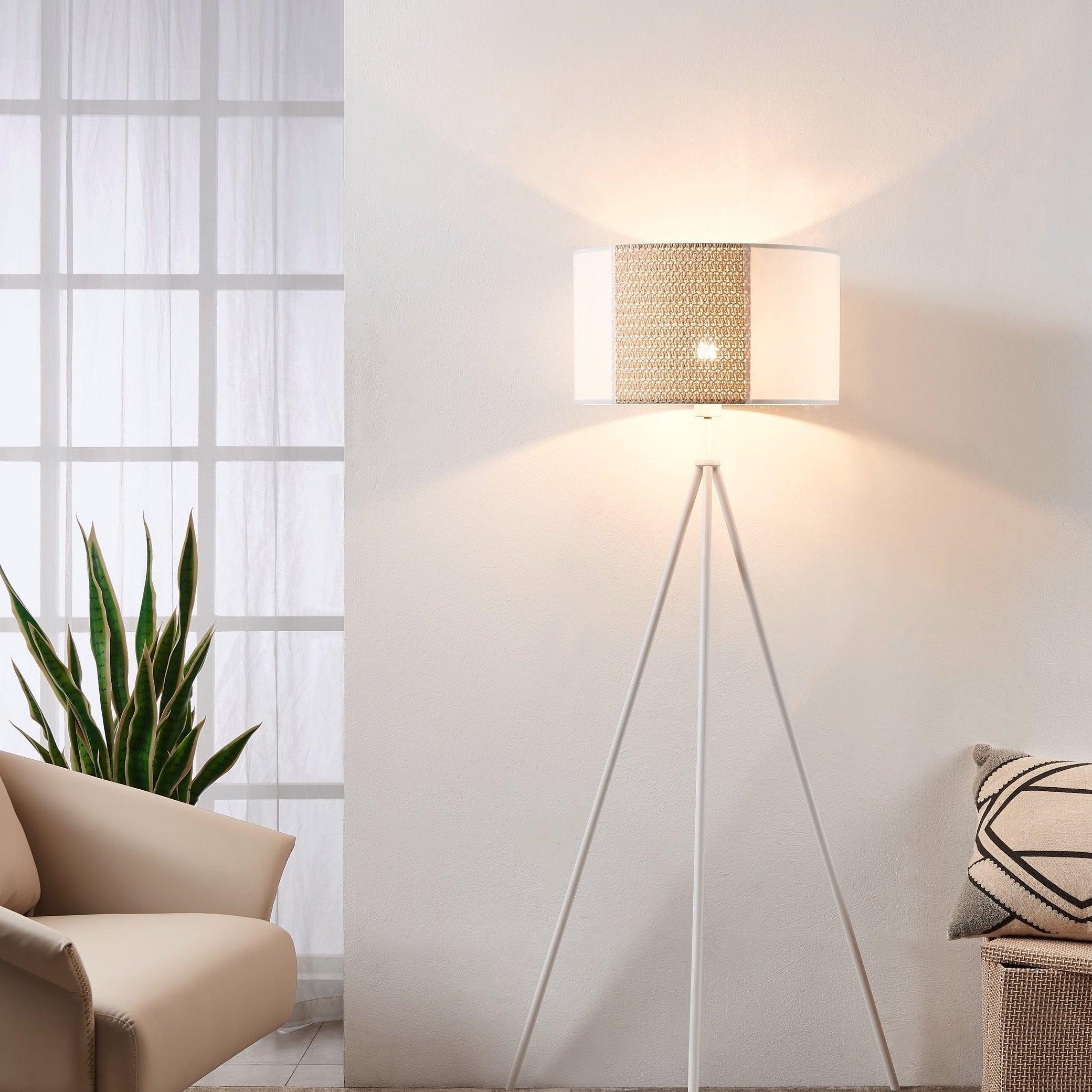 eglo arnhem white tripod floor lamp paper seagrass shade
