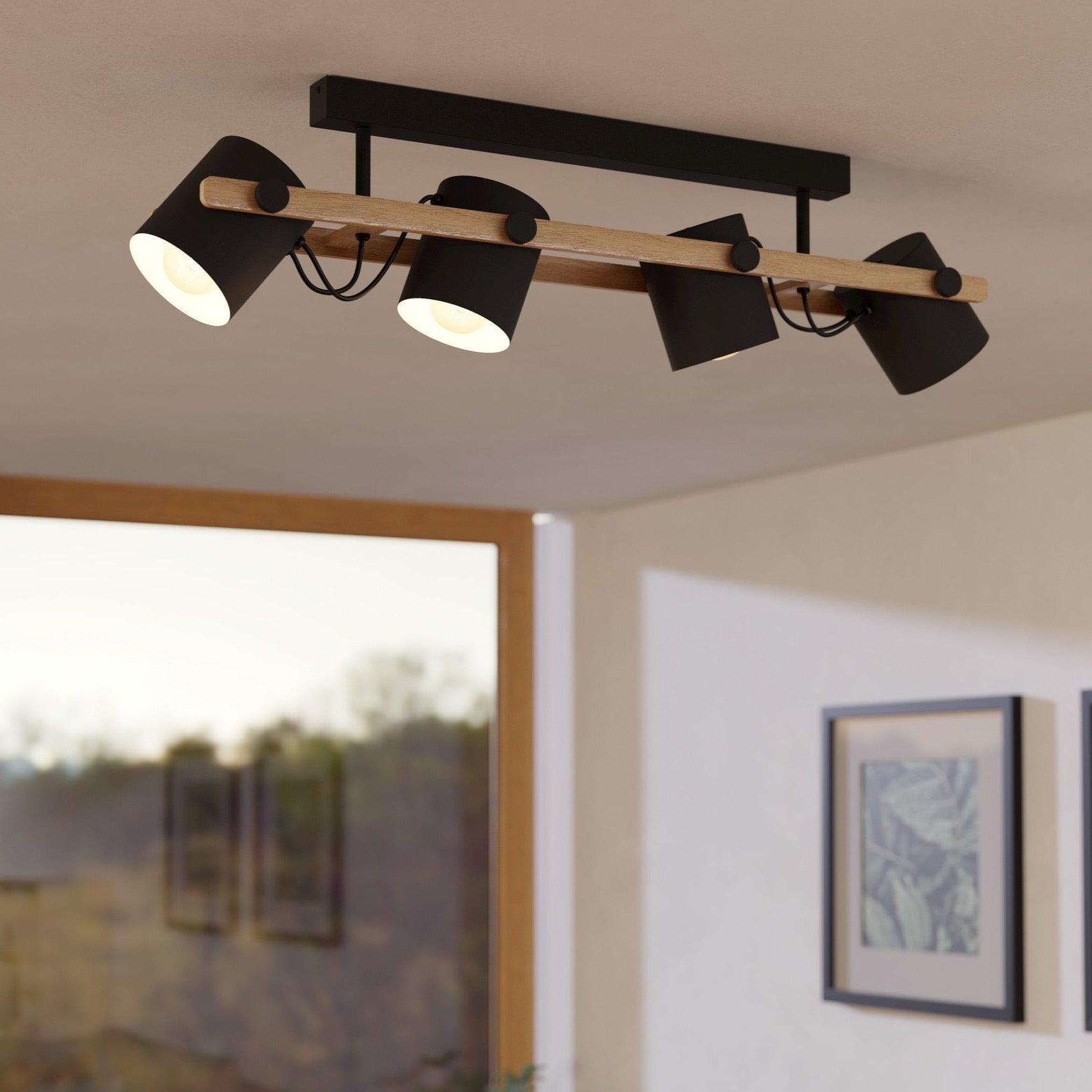 eglo hornwood semi flush 4 light wooden bar ceiling light