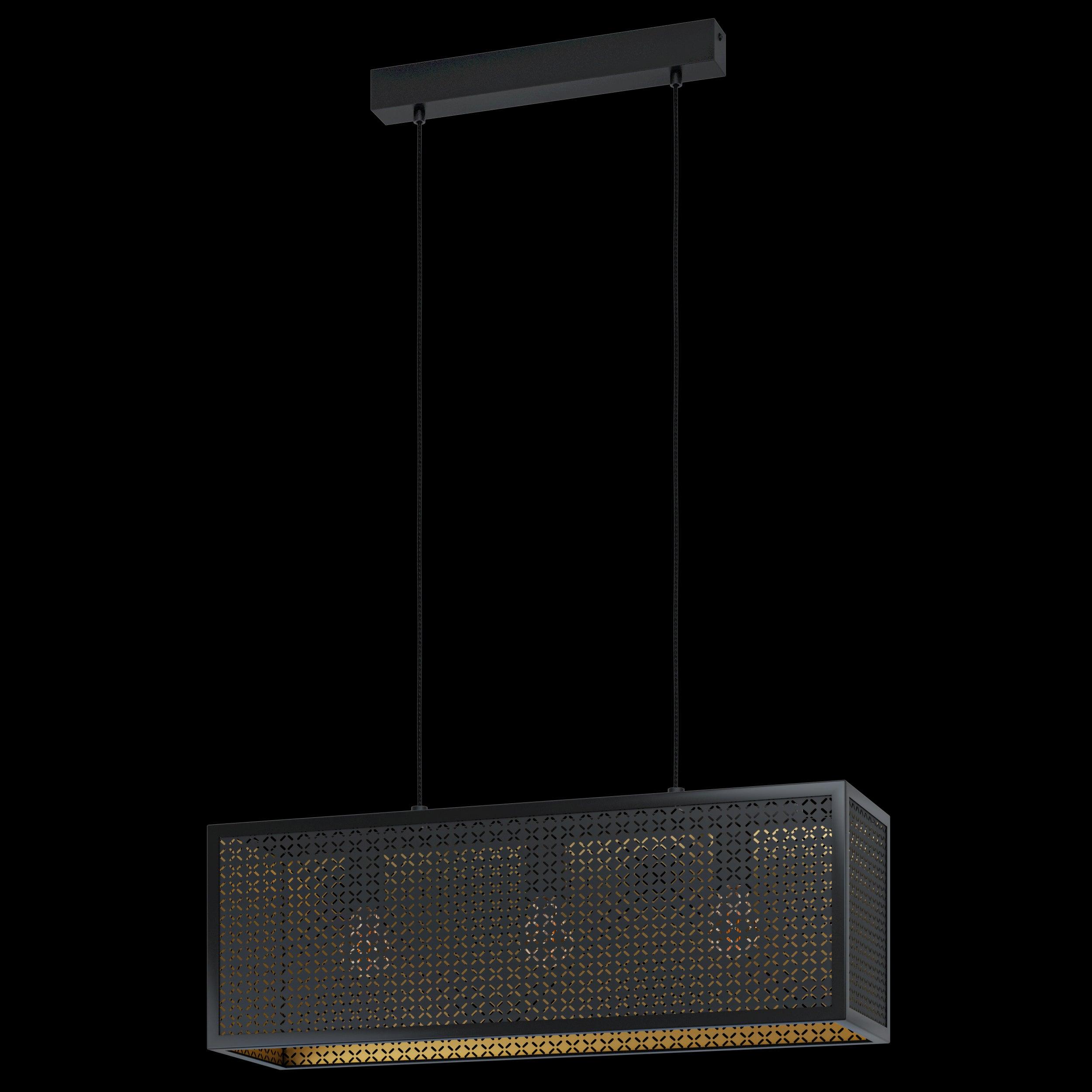 eglo sallicano black metal 3 light geometric ceiling pendant living room image