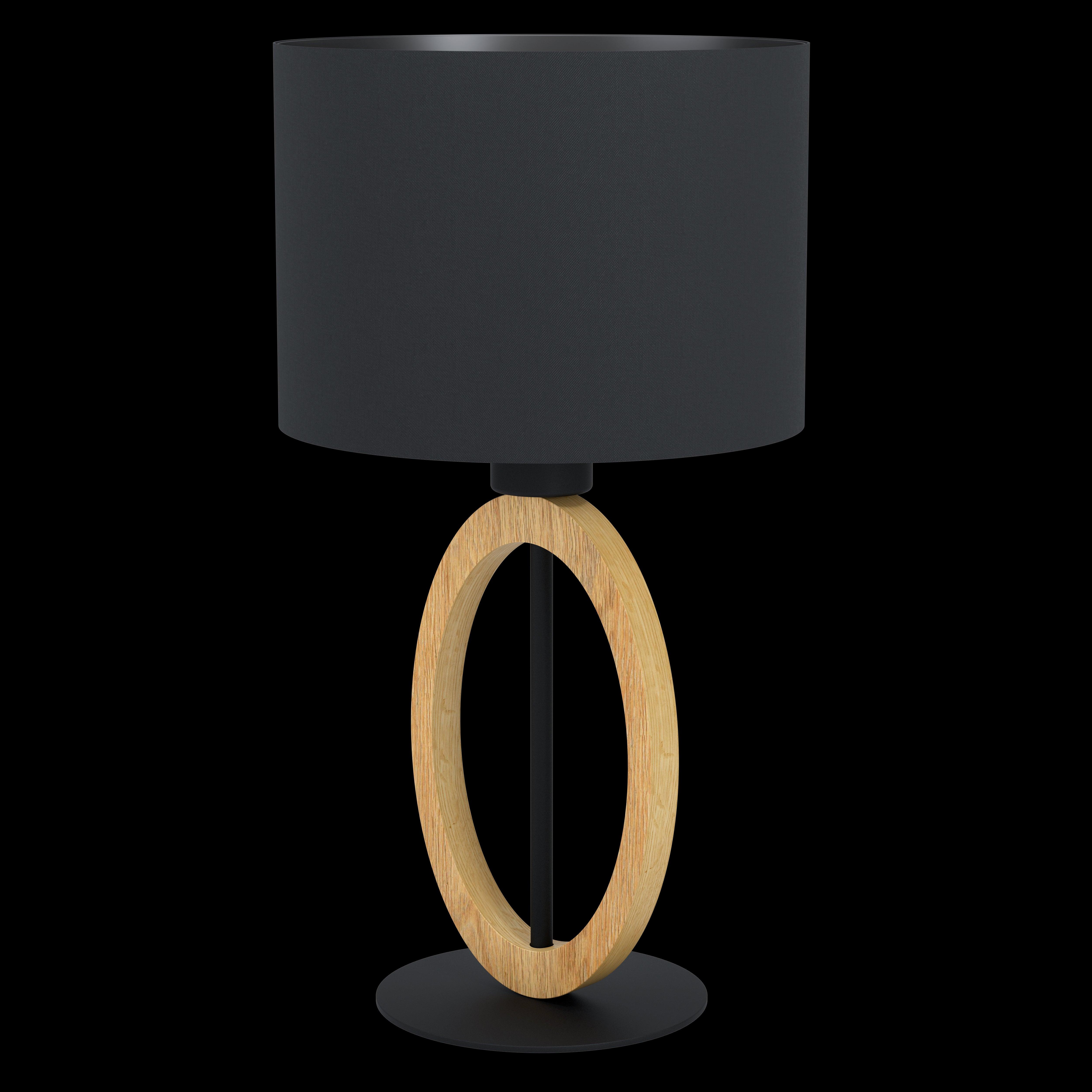 eglo basildon 1 black rubber wood table lamp black shade living room close up