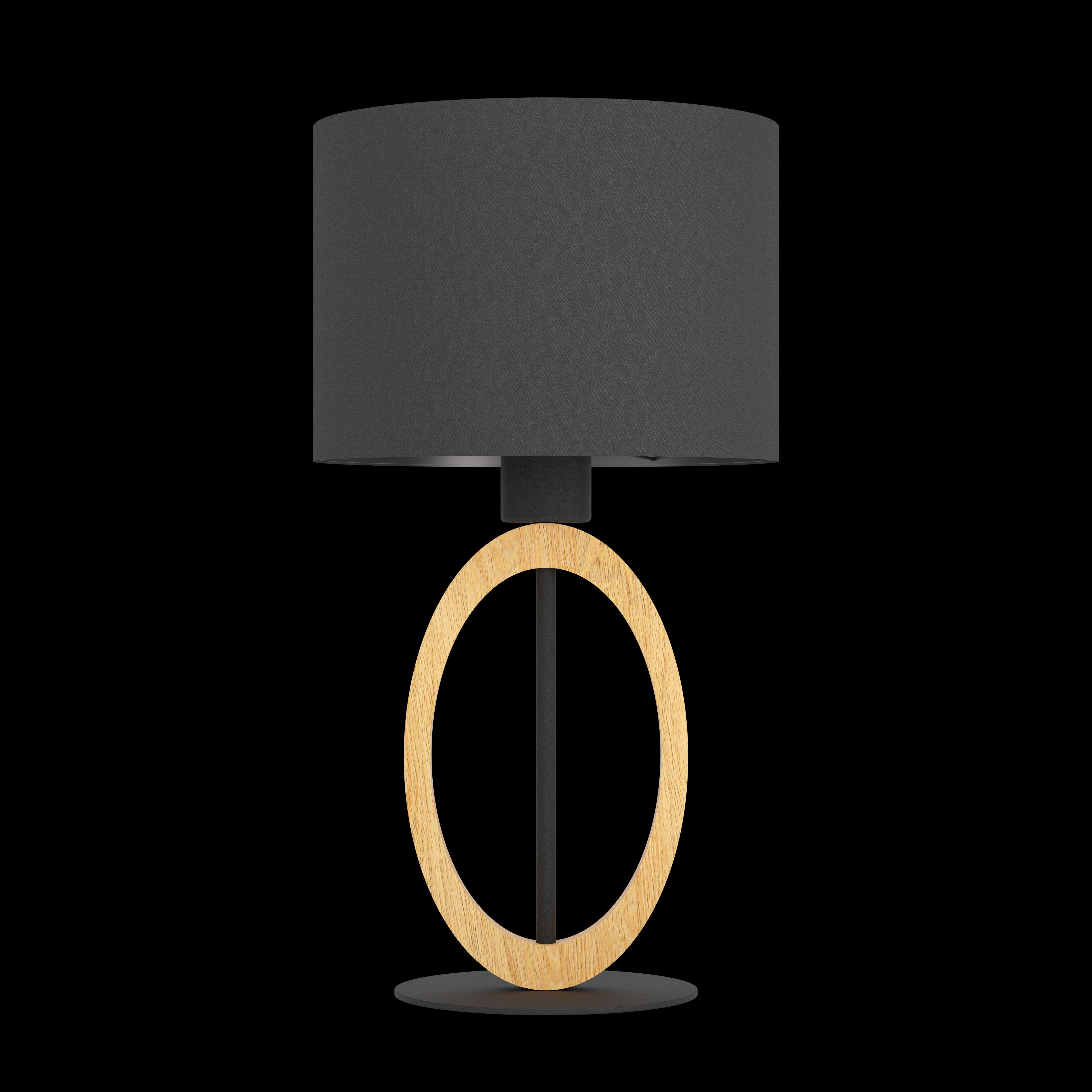eglo basildon 1 black rubber wood table lamp black shade living room image