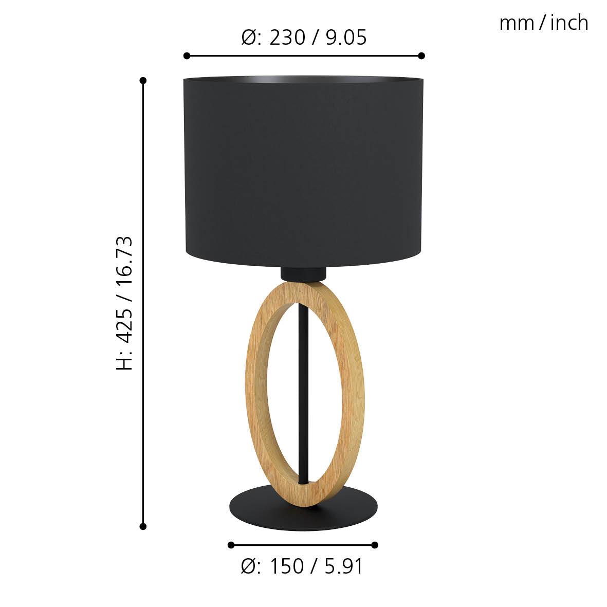 eglo basildon 1 black rubber wood table lamp black shade Kitchen Lighting Close Up