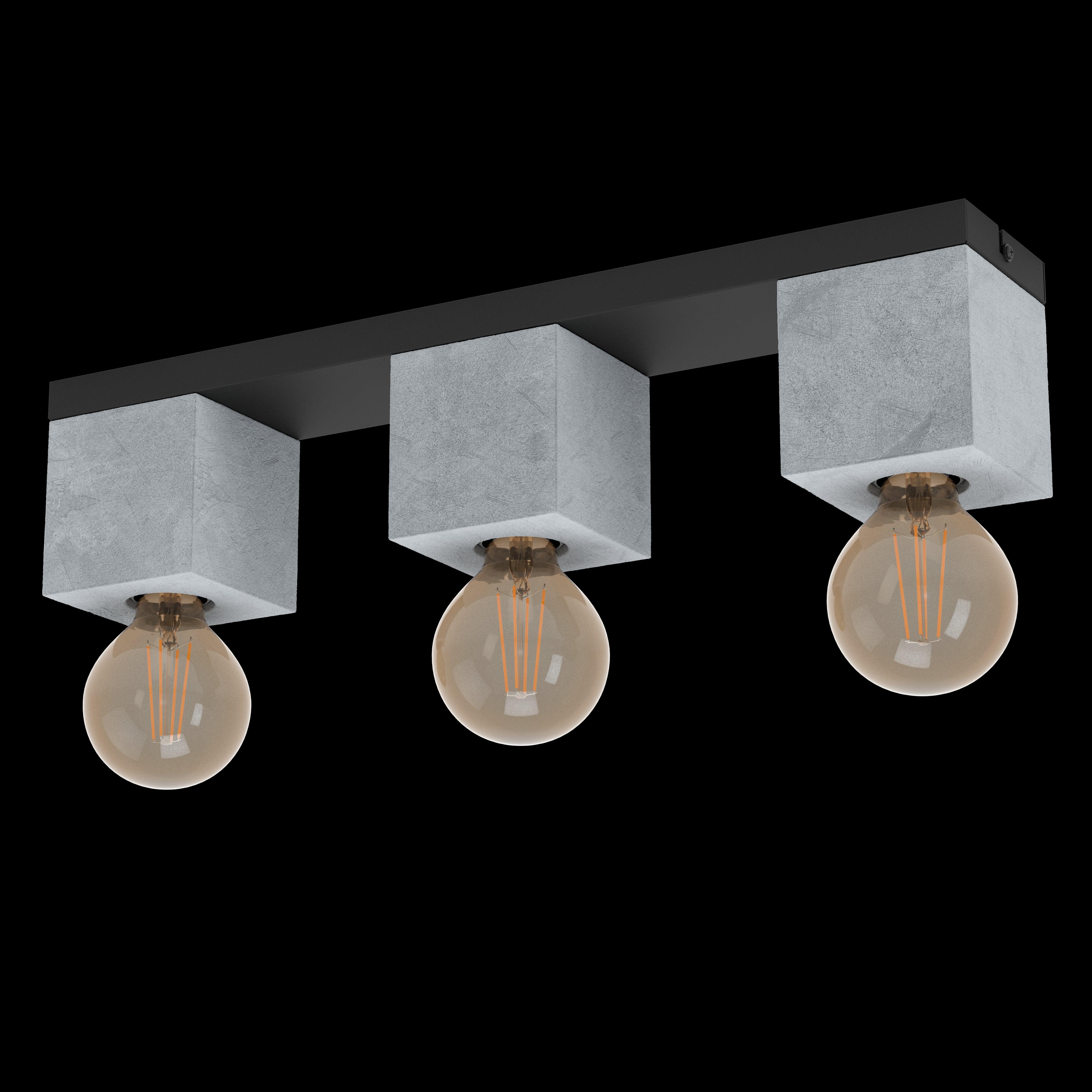 eglo prestwick 3 flush 3 light concrete ceiling light living room close up