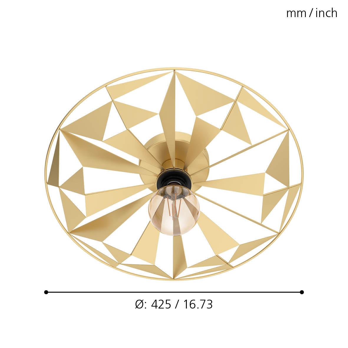 eglo castanuelo gold round flush ceiling light living room close up