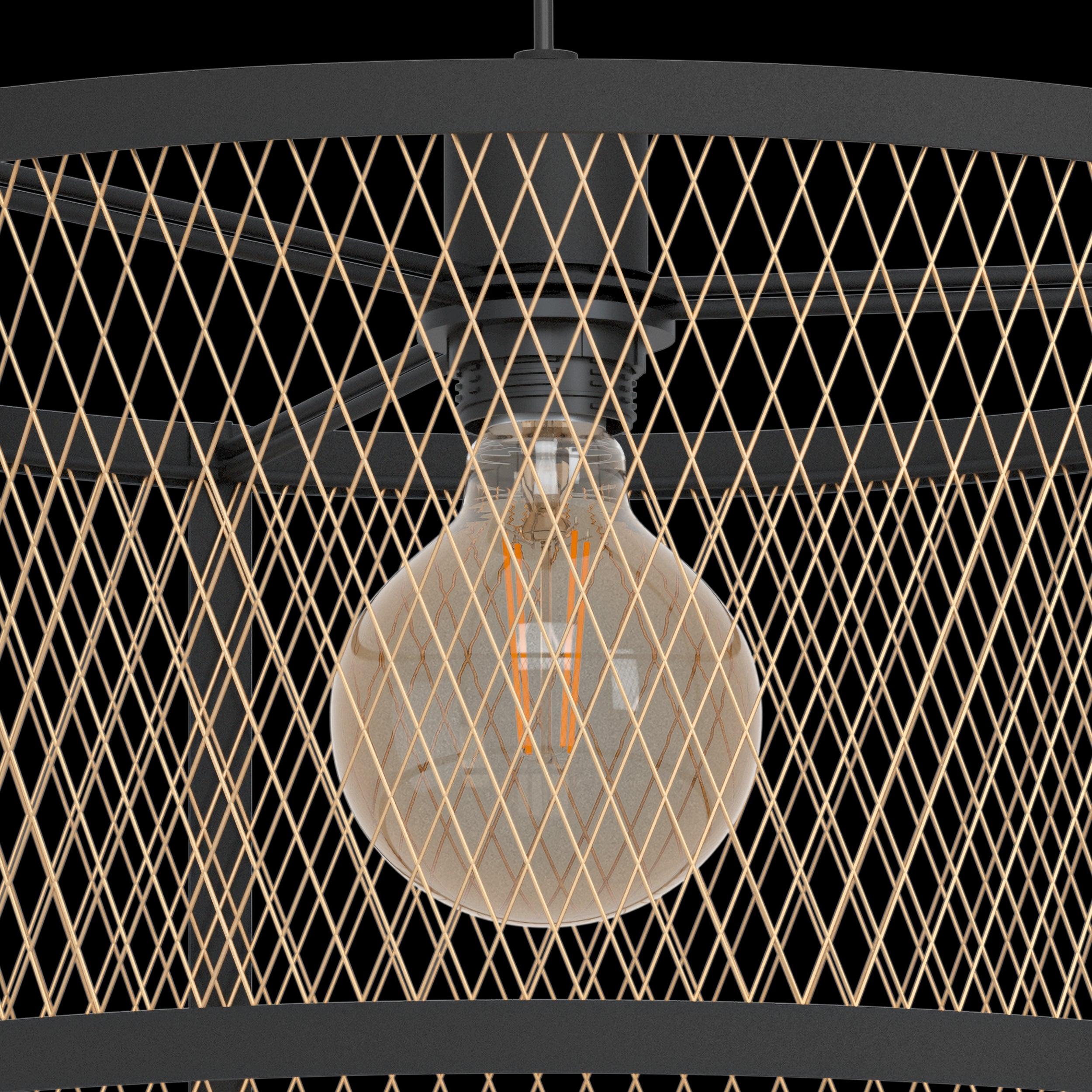eglo dellow black brass round mesh shade ceiling pendant 1 living room image