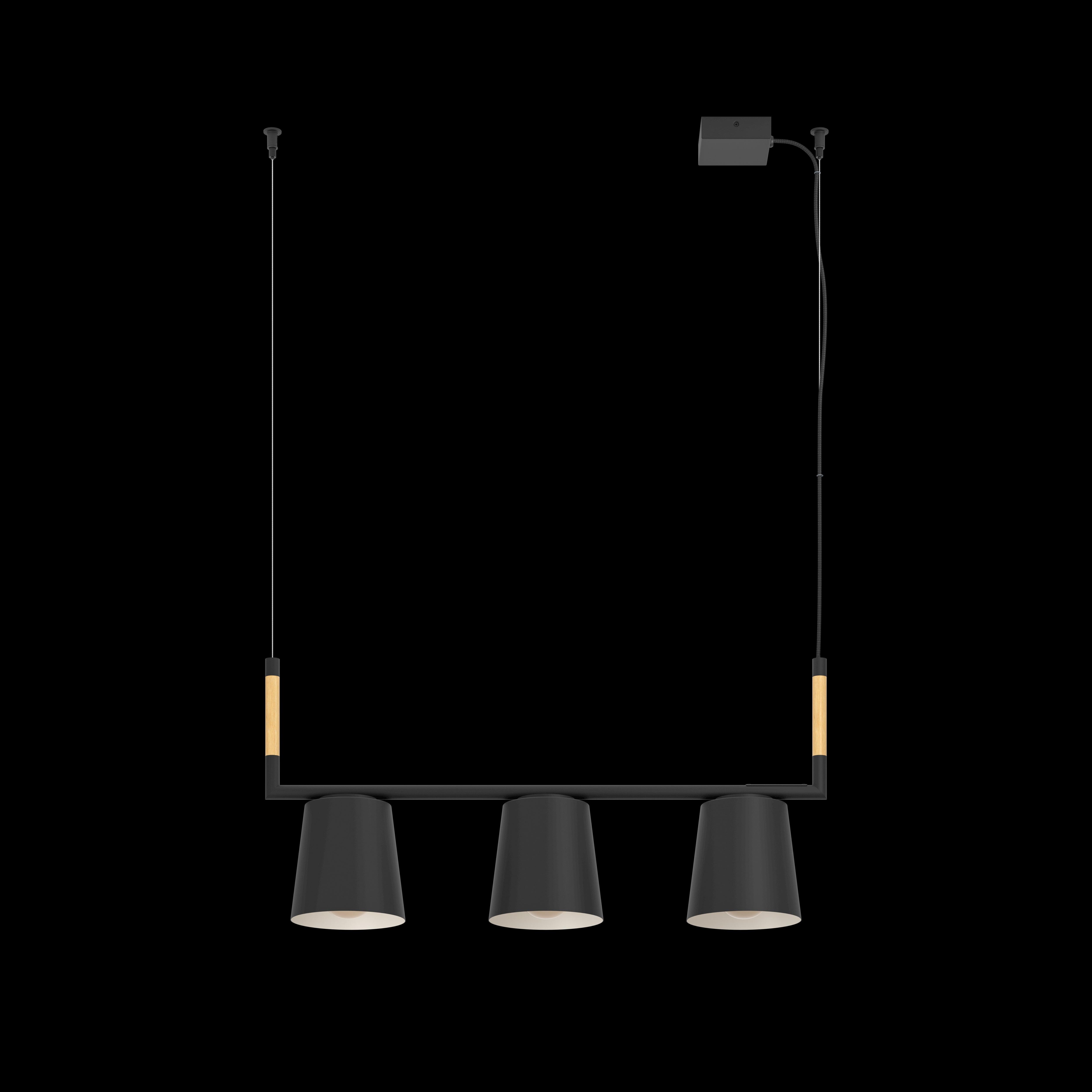 eglo lacey u shaped black metal 3 light ceiling pendant living room image