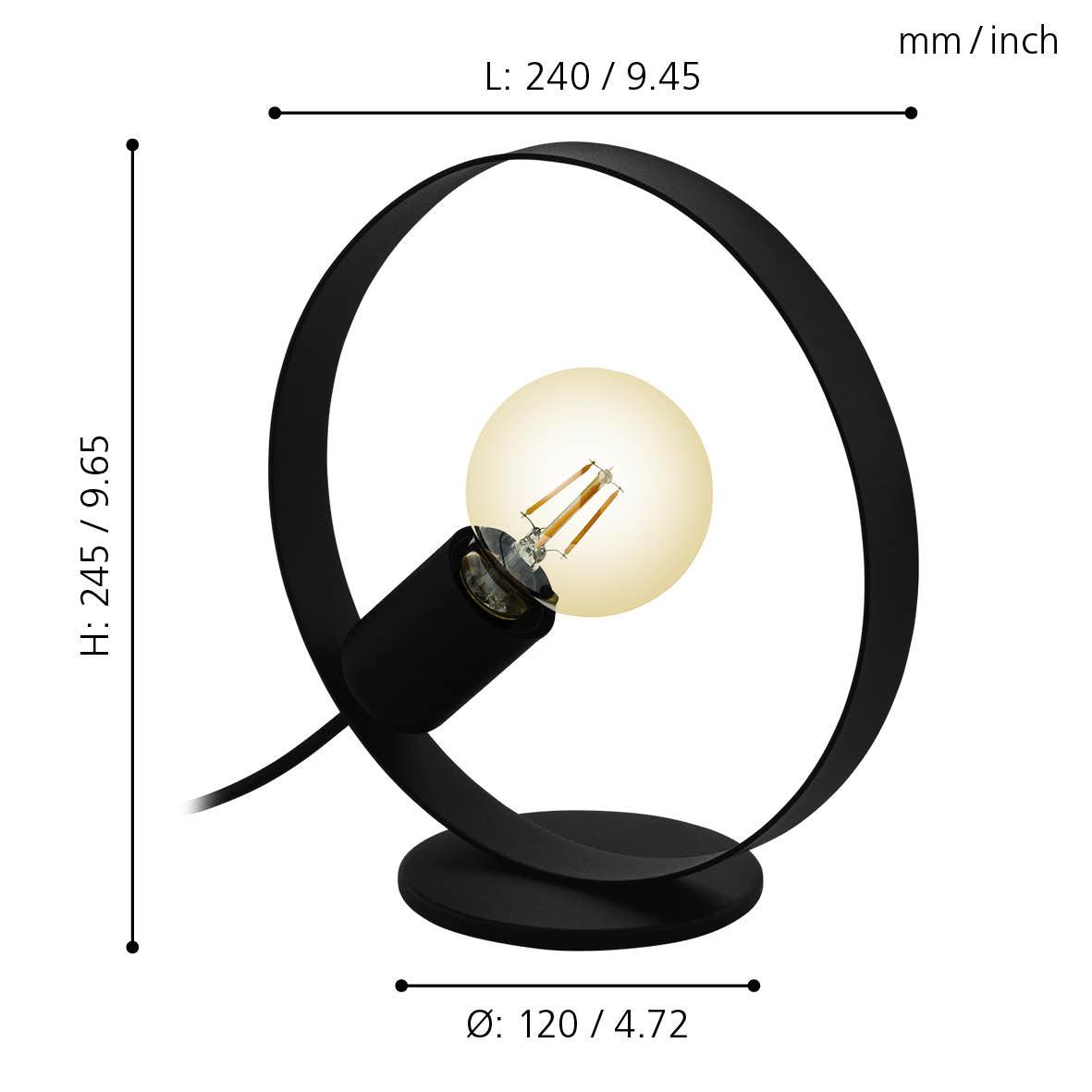eglo frijolas black metal ring table lamp living room close up