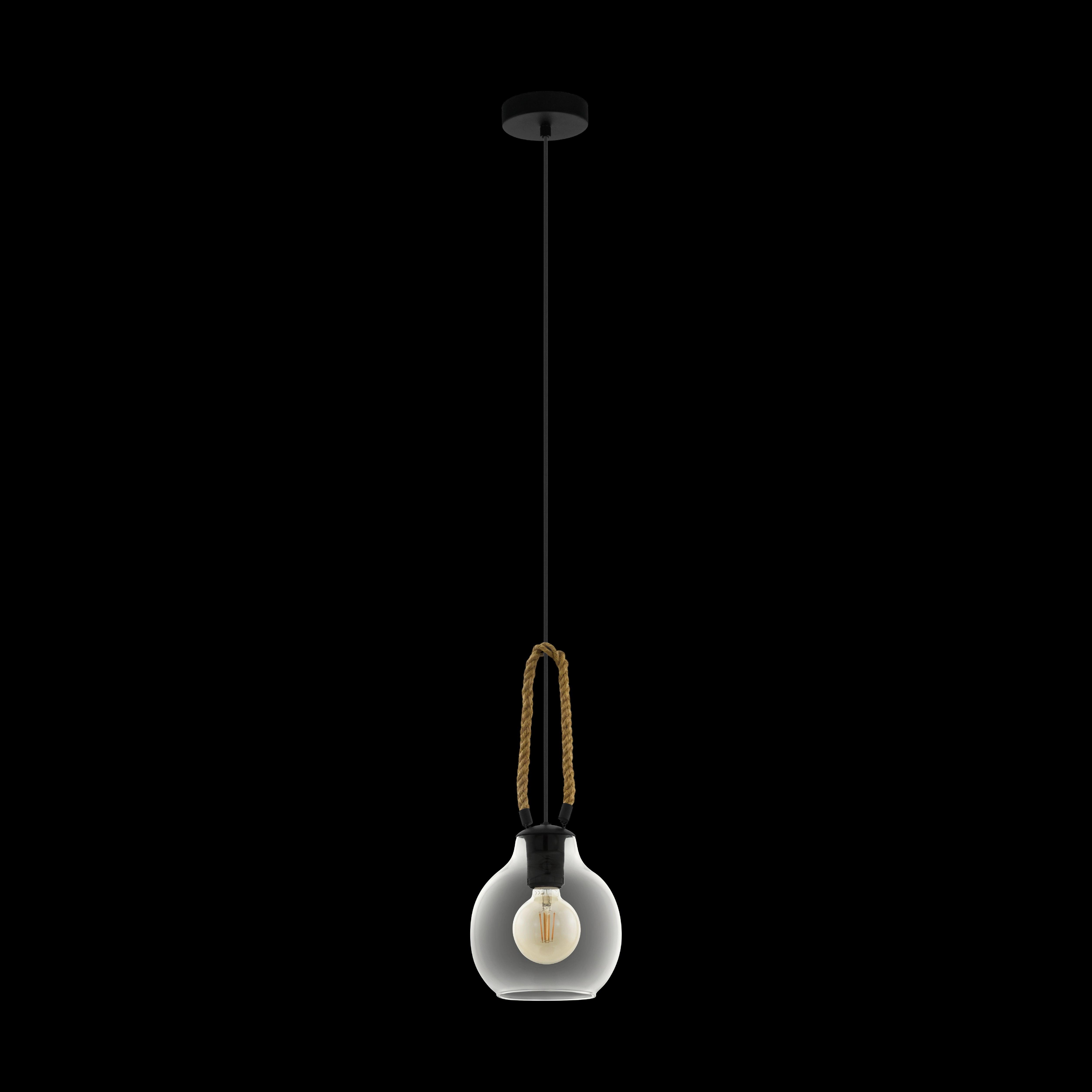 eglo roding rope glass shaded black ceiling pendant living room image