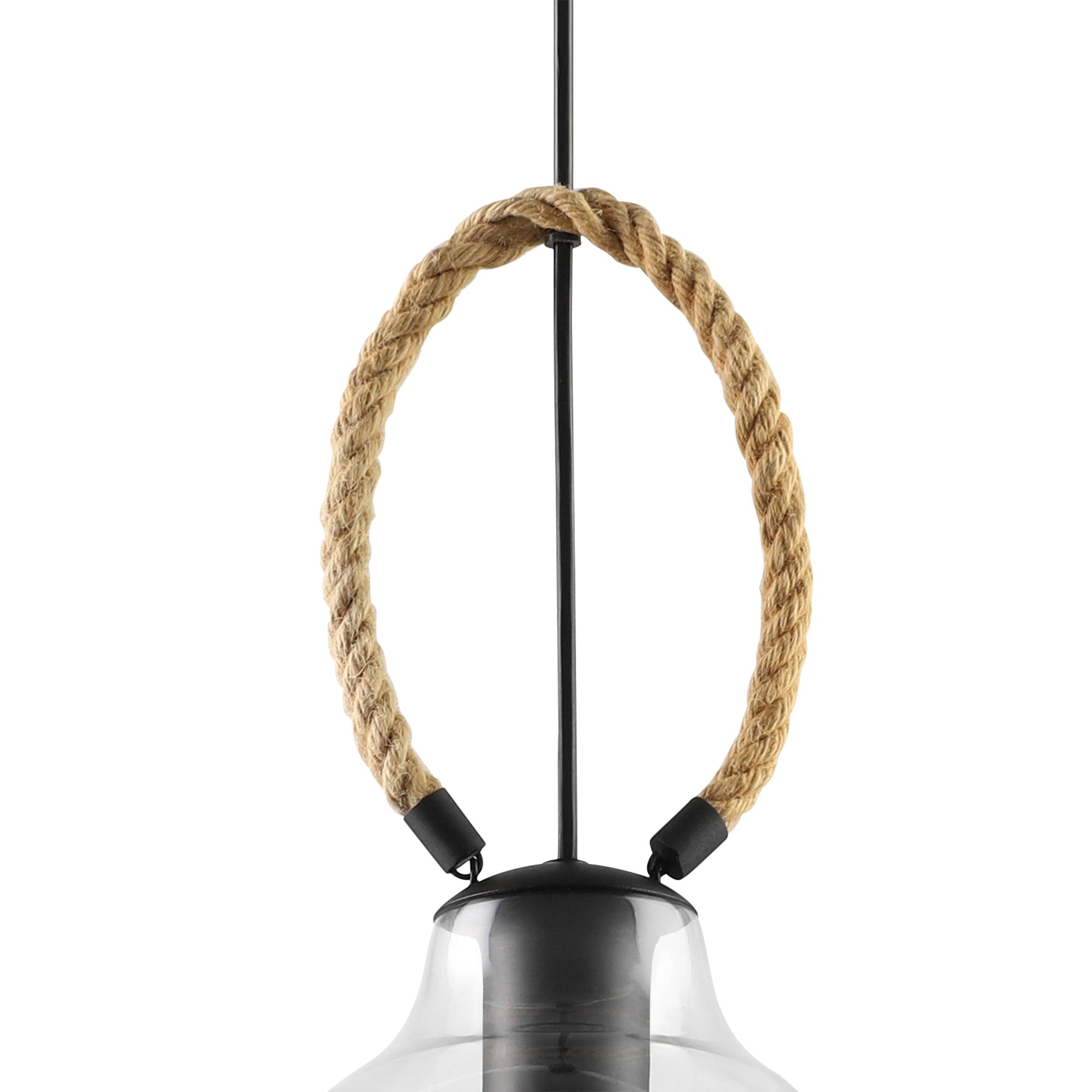 eglo roding rope glass shaded black ceiling pendant kitchen lighting 