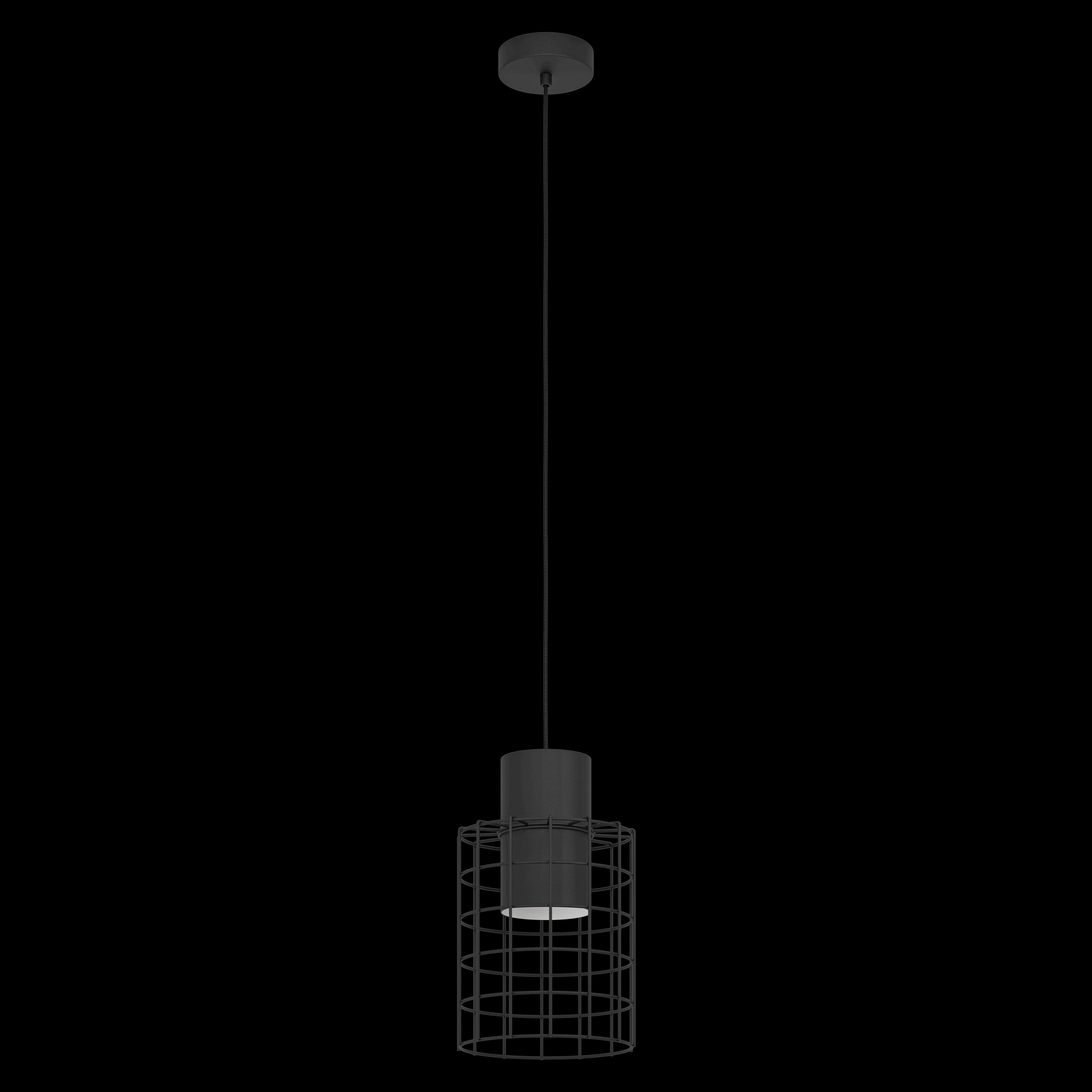 eglo milligan black wire cylindrical ceiling pendant living room close up