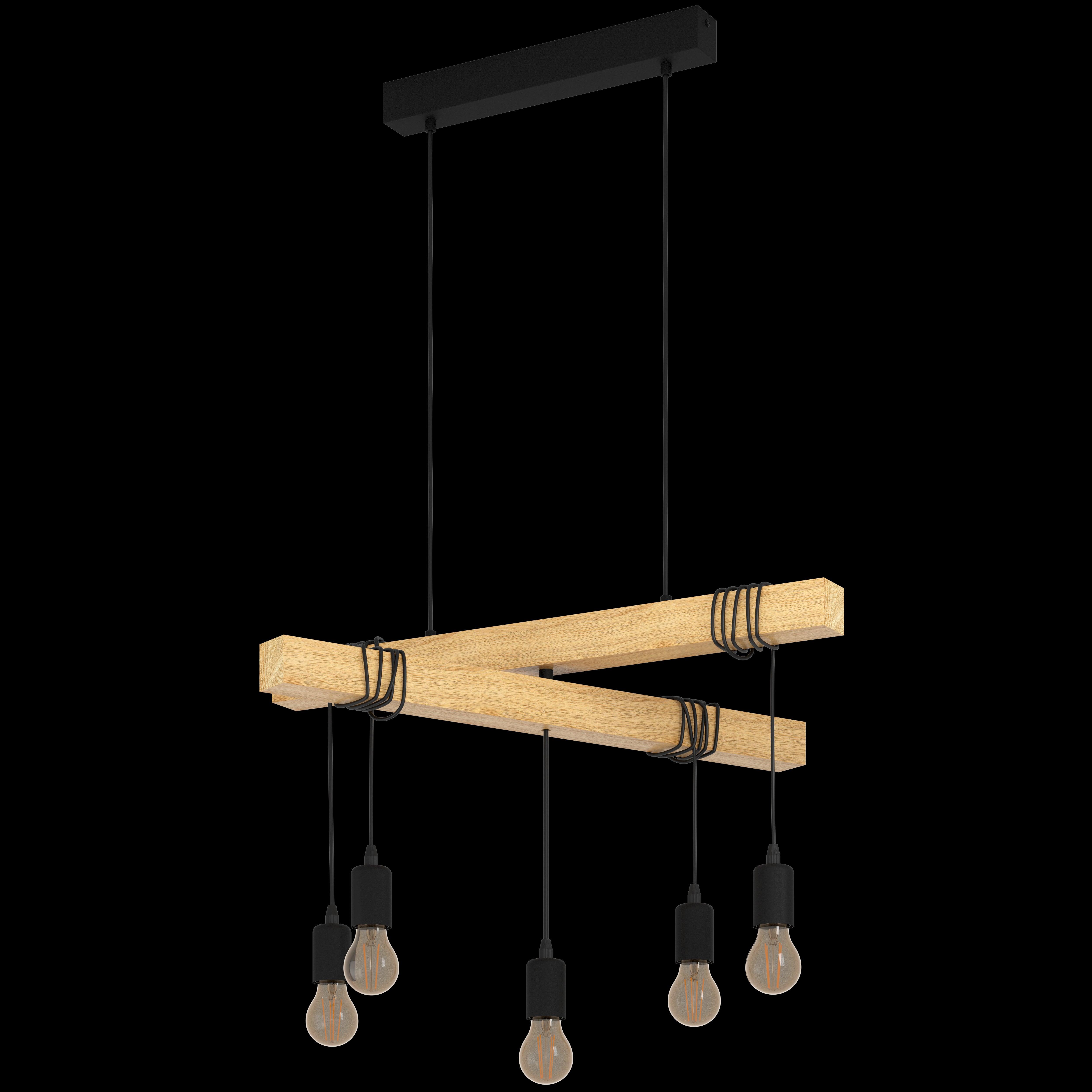 eglo townshend 5 light black wooden beam ceiling pendant living room image