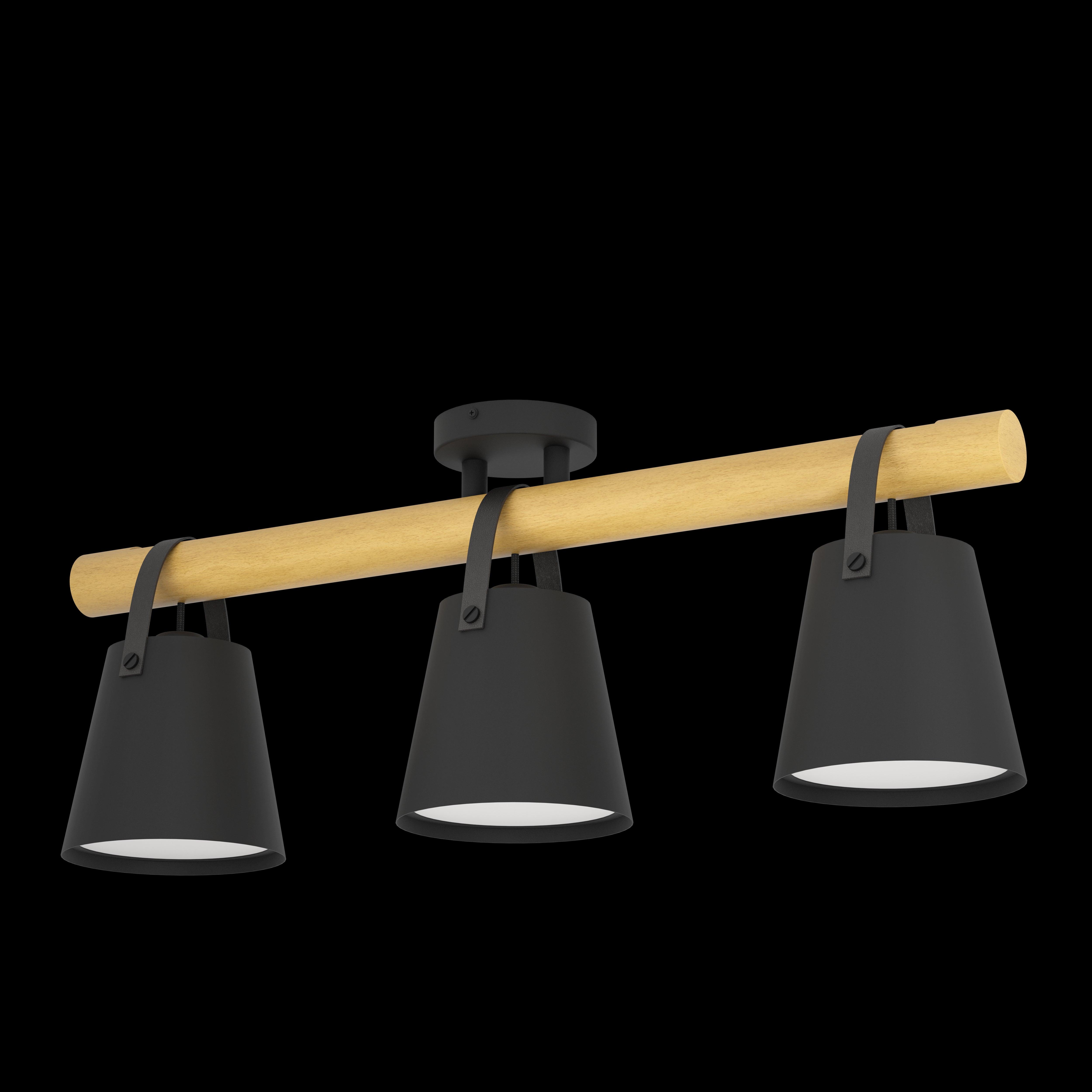 eglo boyle black wood 3 light flush ceiling light living room close up