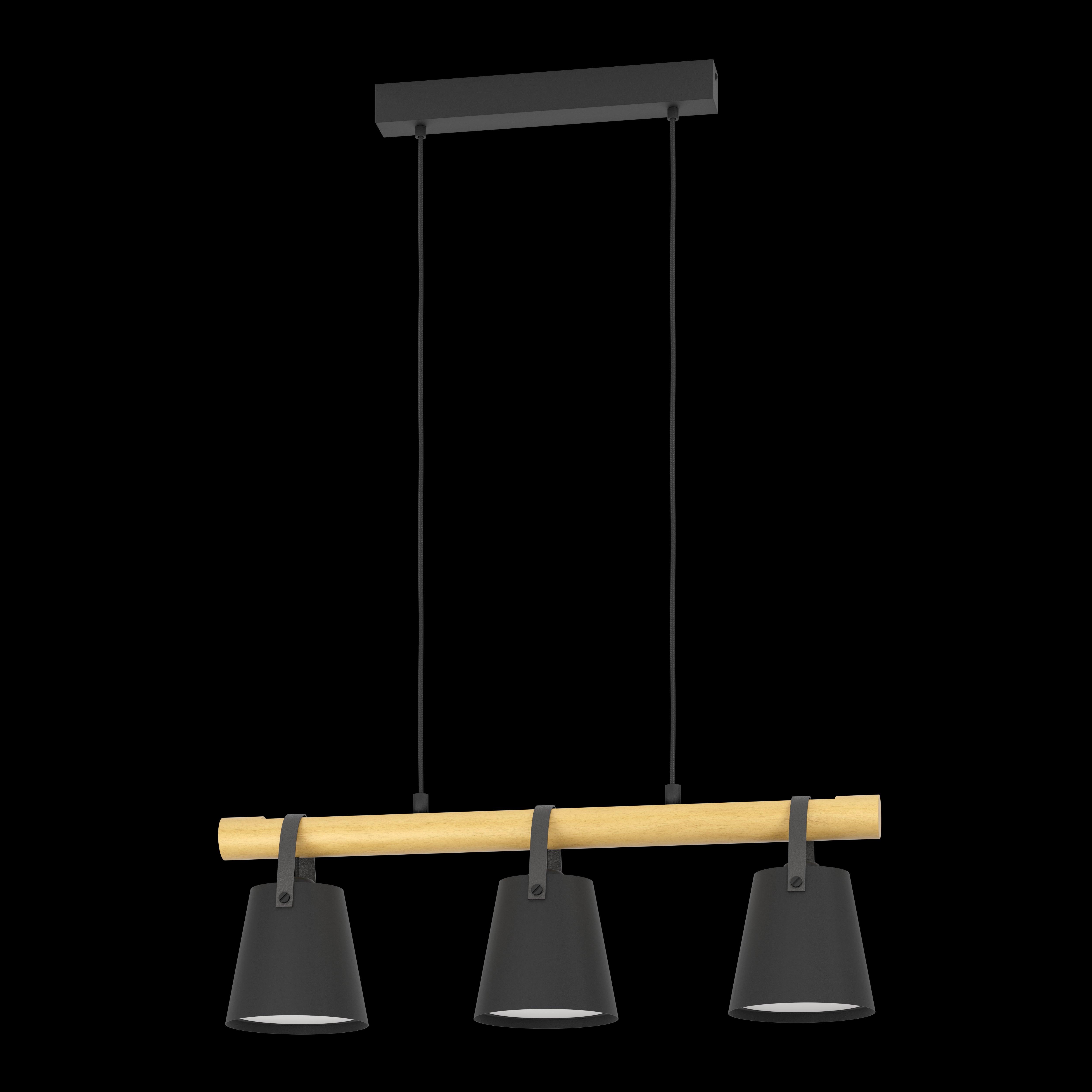 eglo boyle 3 light black lampshaded ceiling pendant living room image