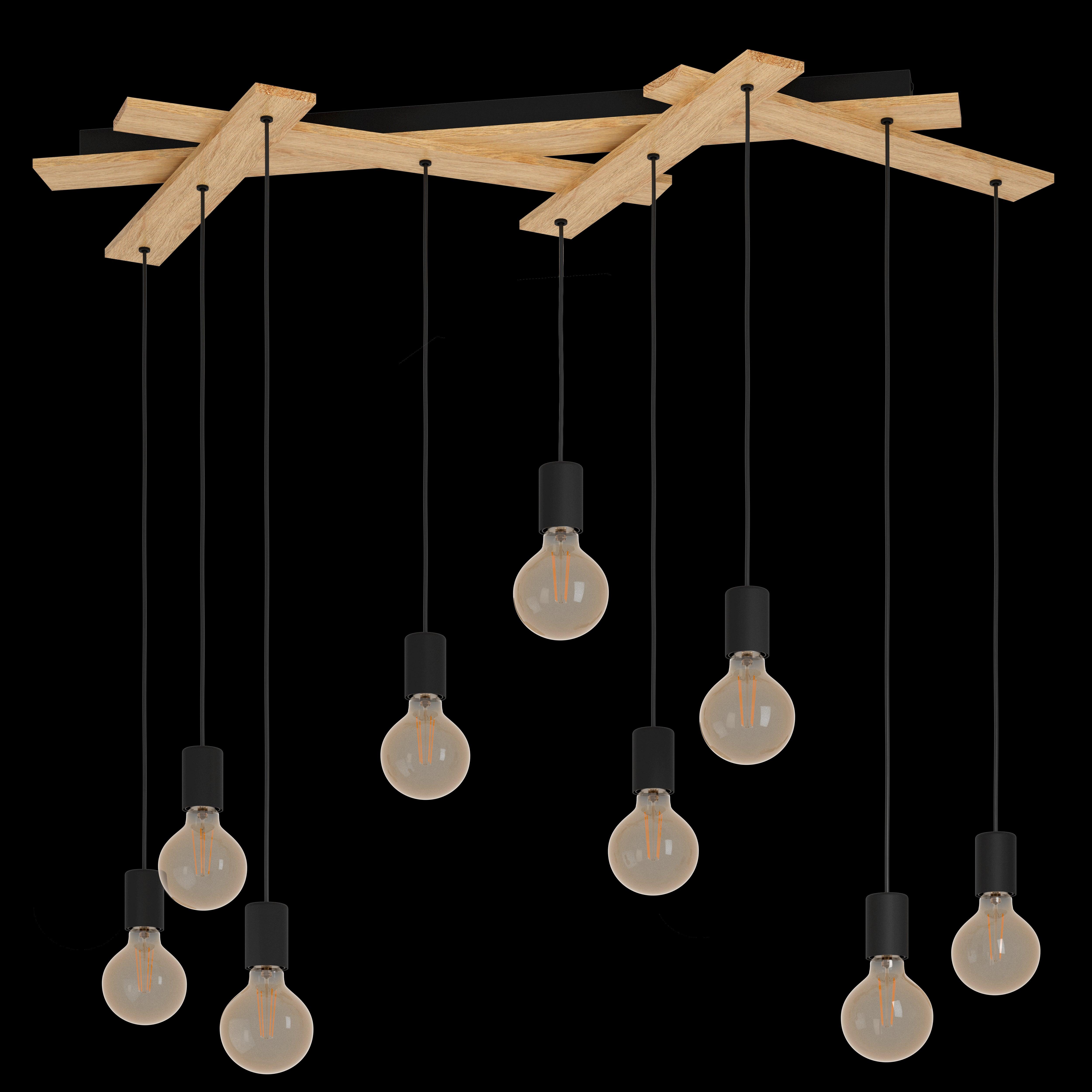 eglo monmount 9 light wood black ceiling pendant living room image