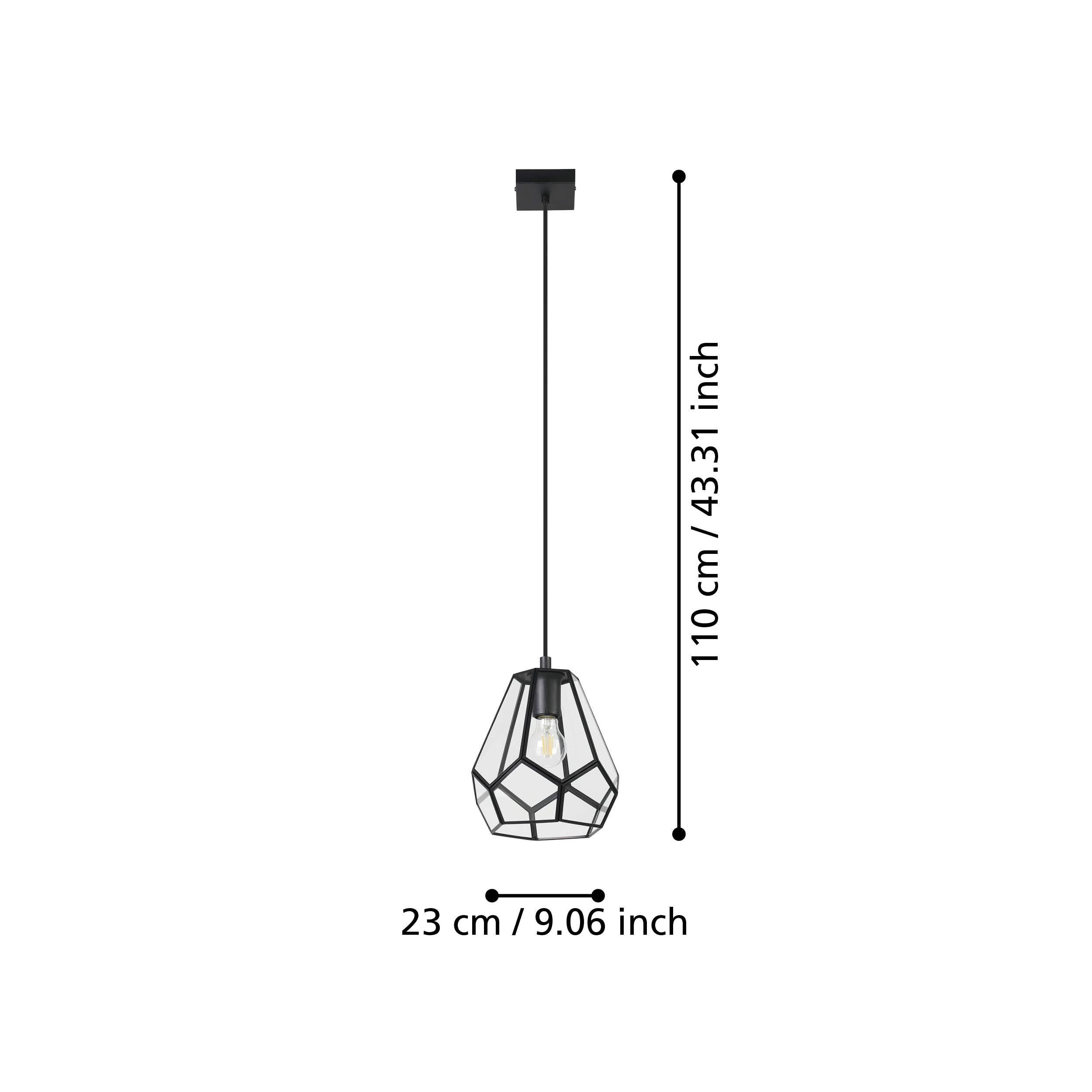 eglo mardyke diamond shaped glass metal ceiling pendant living room close up