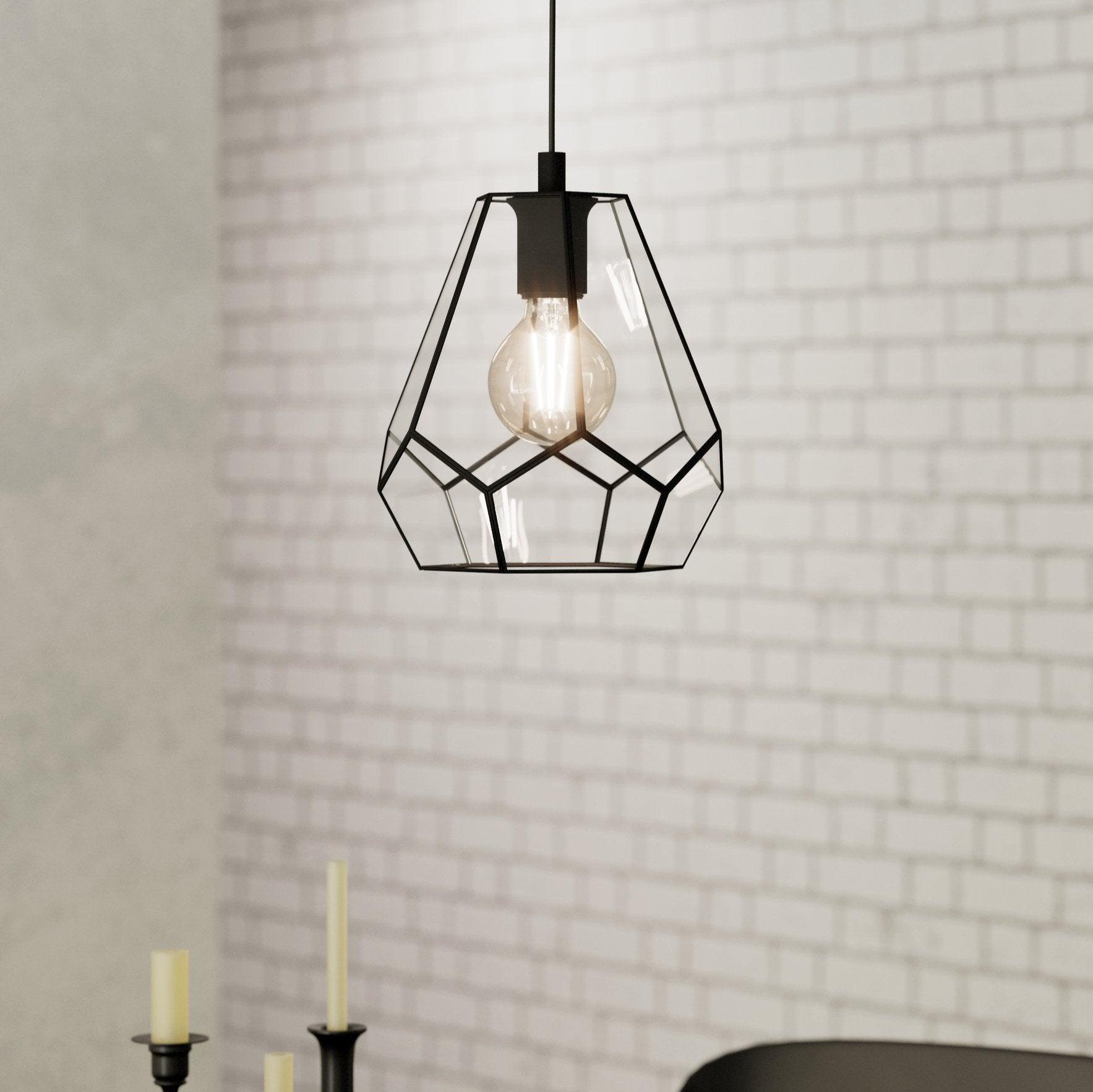 eglo mardyke diamond shaped glass metal ceiling pendant