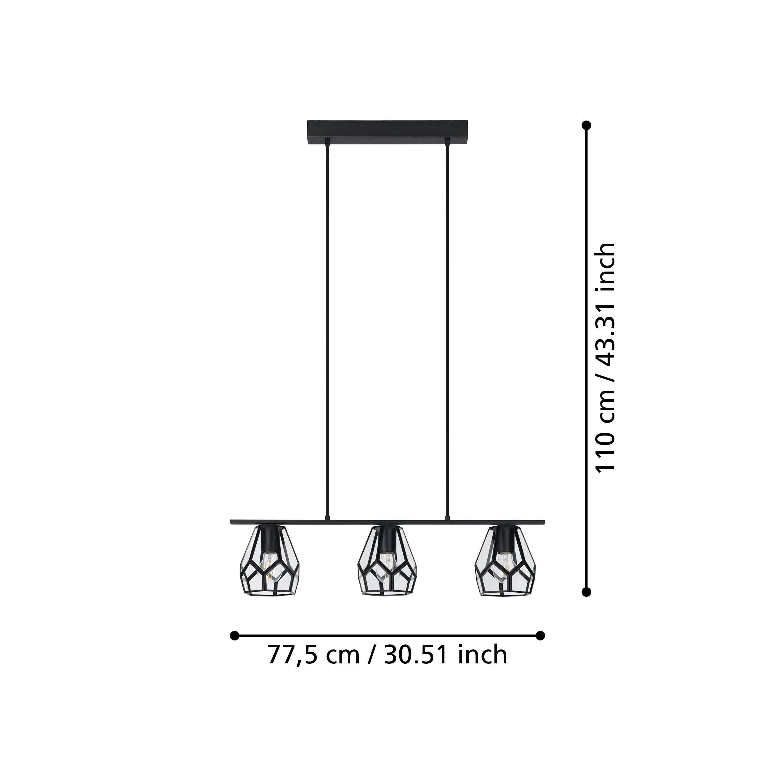 eglo mardyke 3 light diamond shaped glass metal ceiling pendant kitchen lighting 