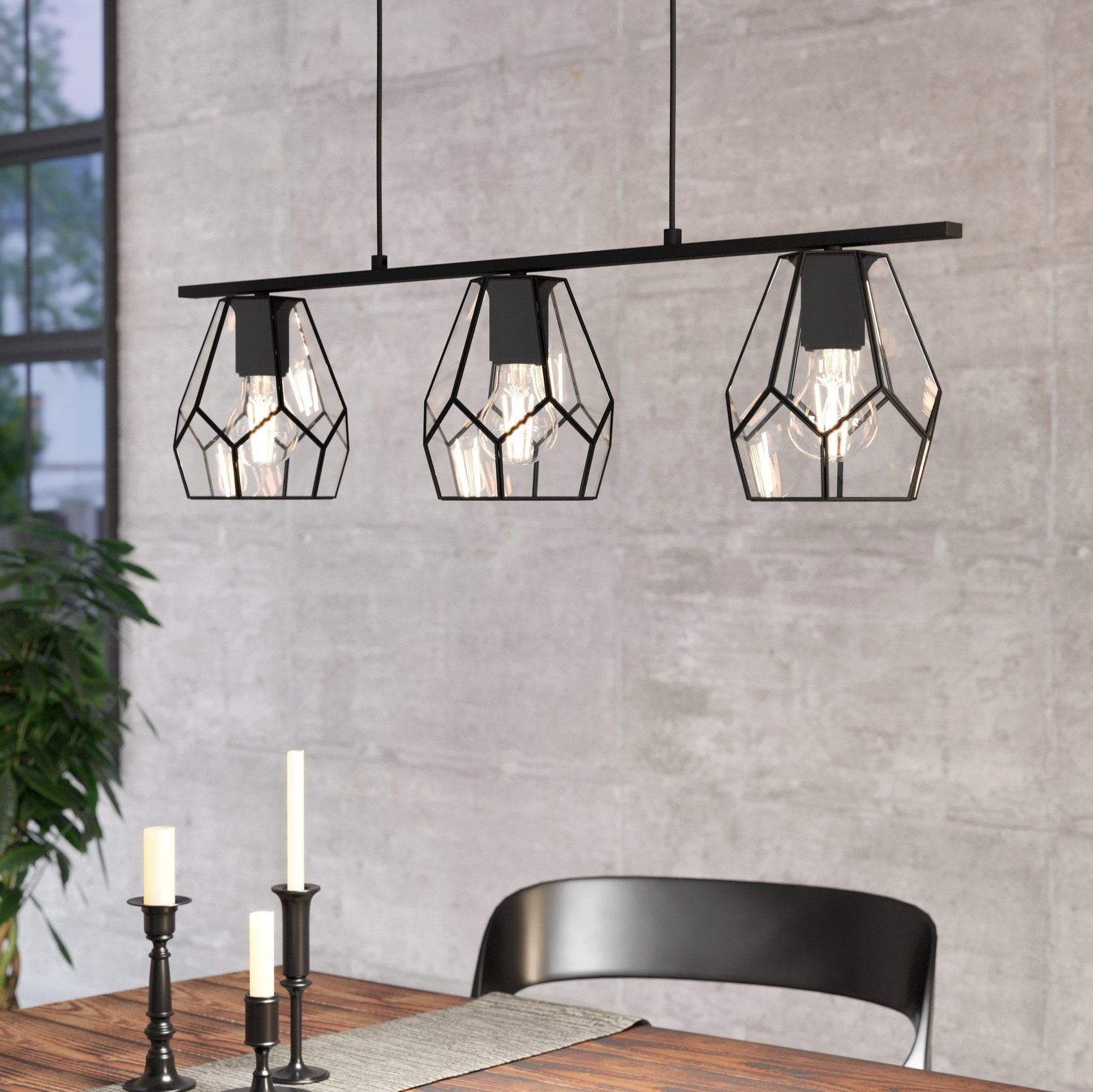 eglo mardyke 3 light diamond shaped glass metal ceiling pendant