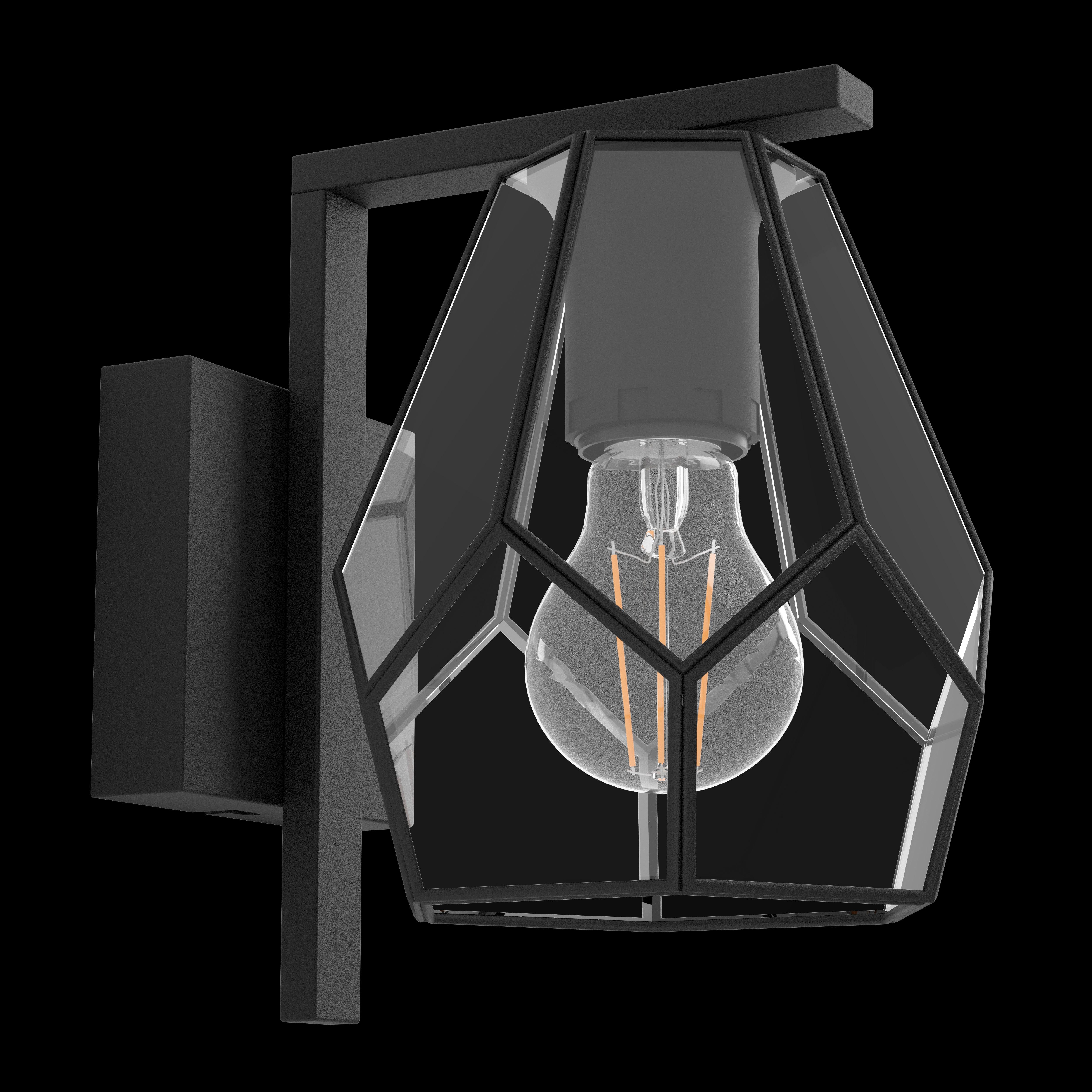 eglo mardyke black wall light diamond shaped shade