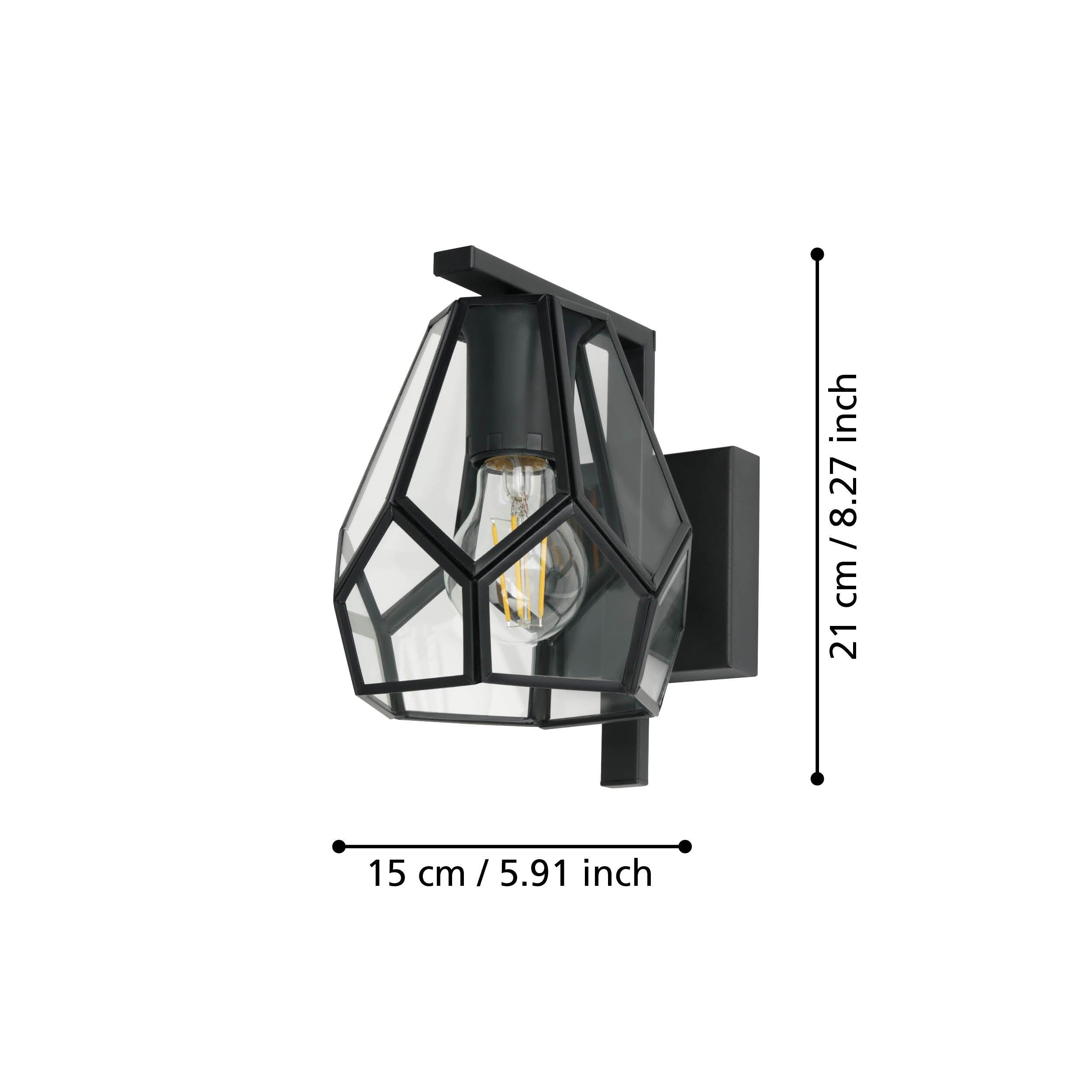 eglo mardyke black wall light diamond shaped shade living room image