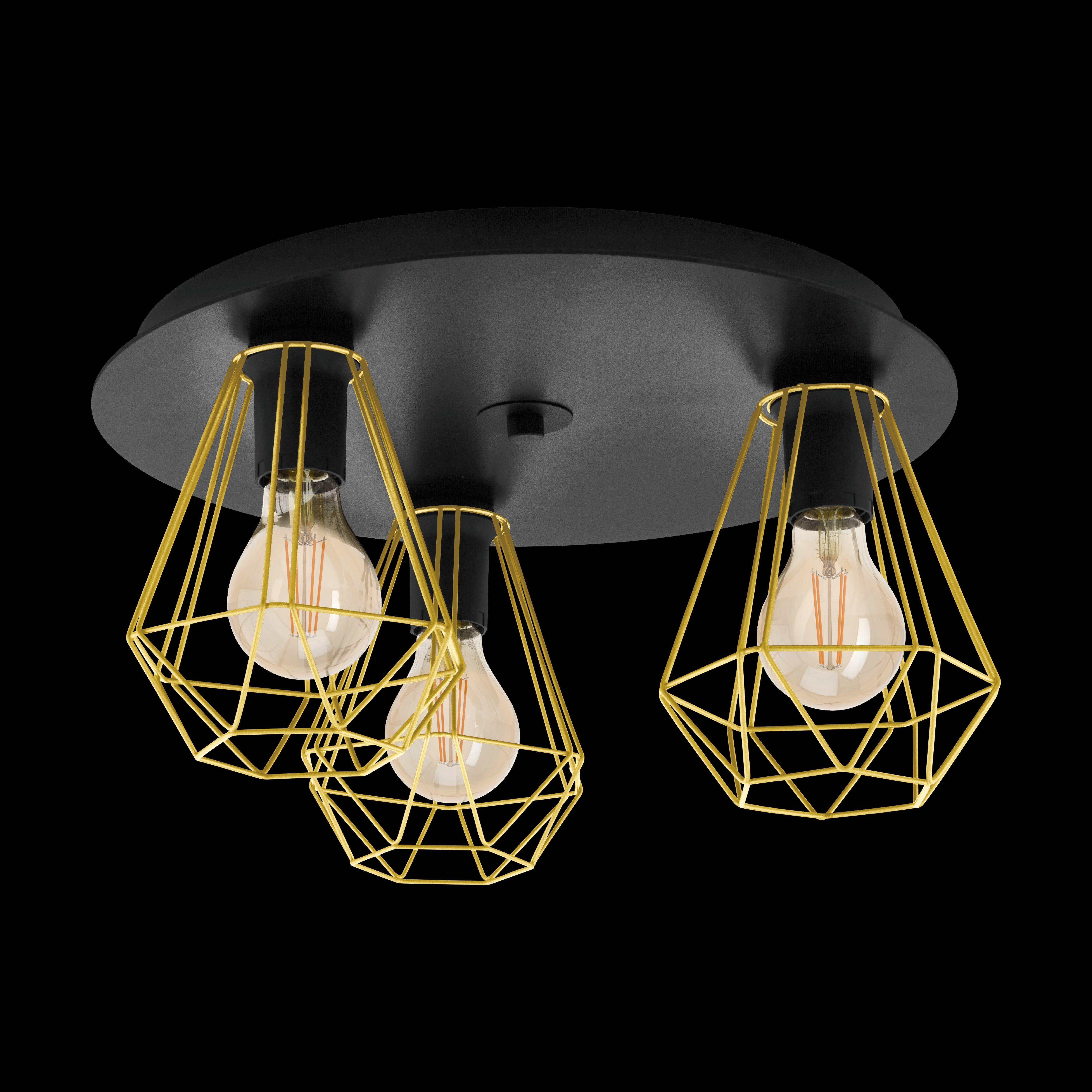 eglo tarbes 2 black gold 3 light ceiling flush living room image