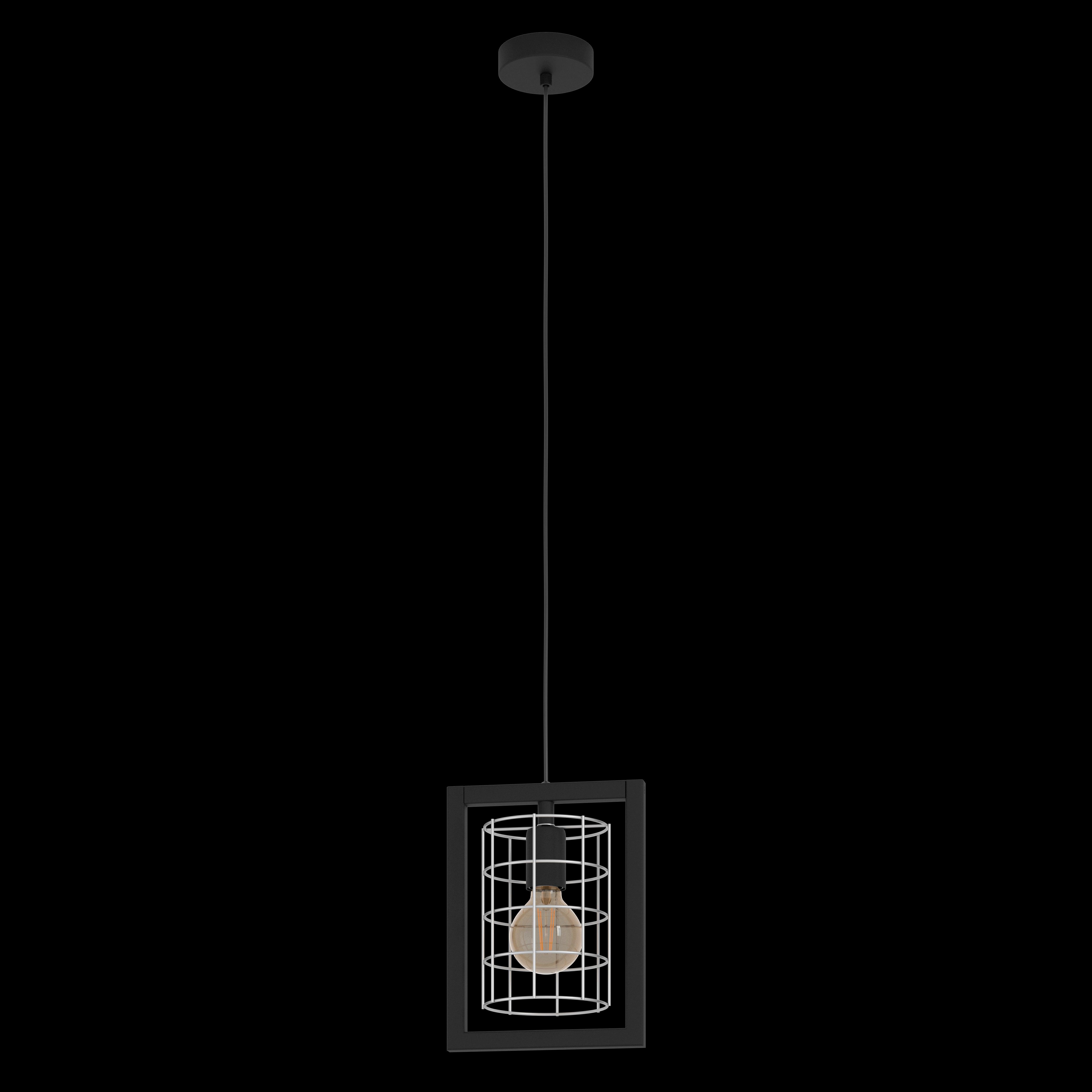 eglo jubily black zinc caged ceiling pendant living room close up