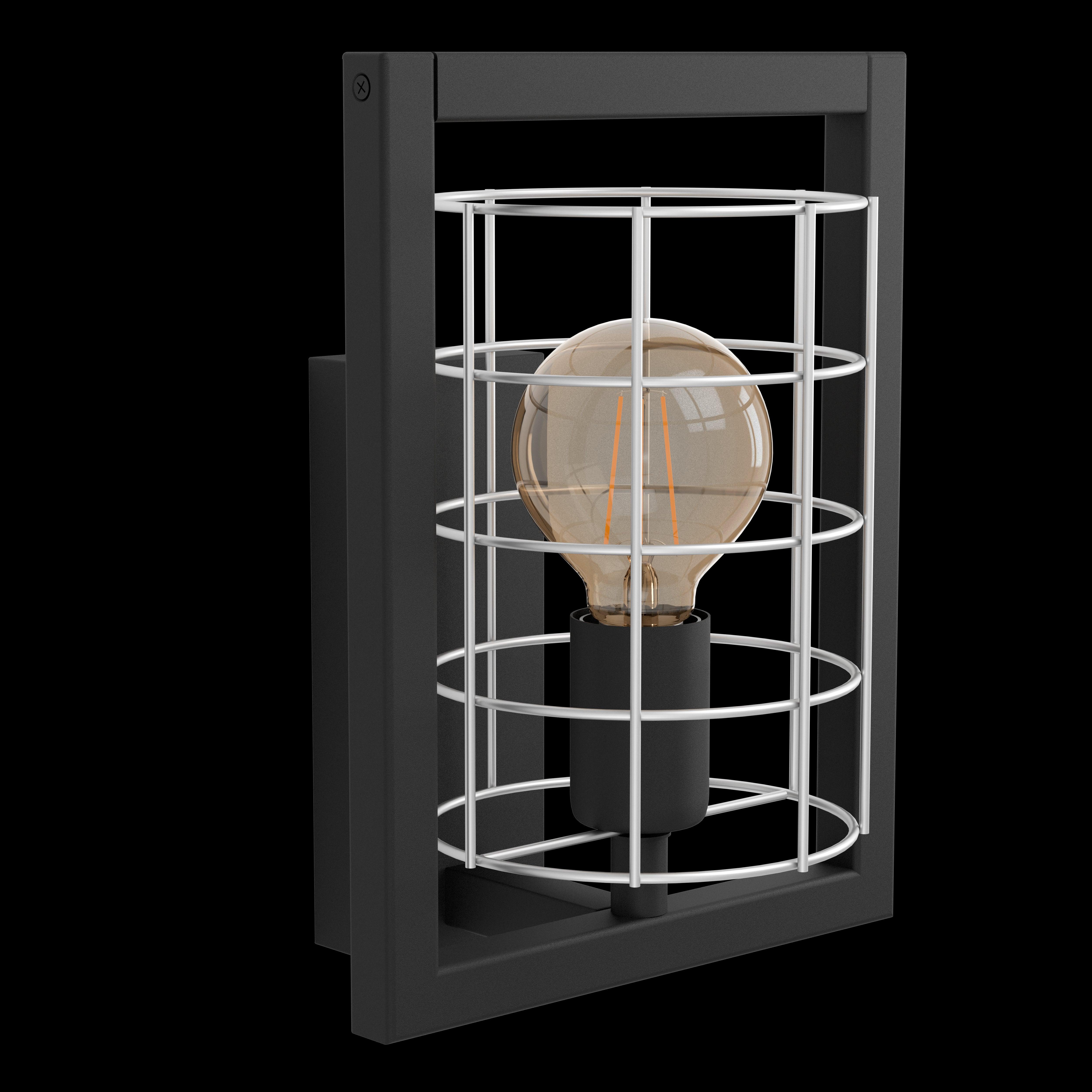 eglo jubily black zince wire cage wall light living room close up